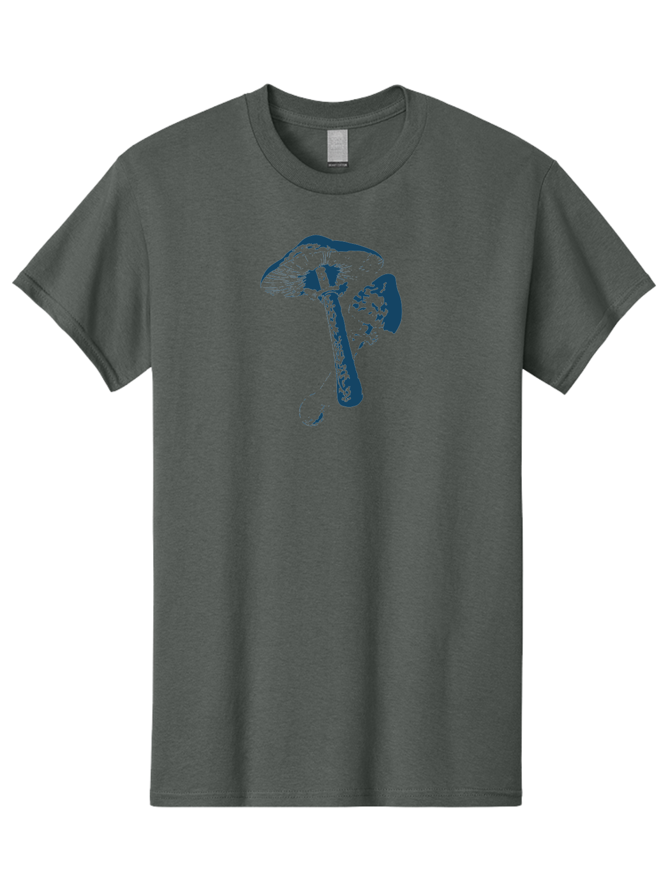 Magic Mushroom Art Men'S Graphic Tee, 100% Cotton, Comfortable Casual Summer Wear, Machine Washable, Mushroom Illustration, Dark Blue Fungi, Nature Artwork, Botanical Design, Whimsical Style, Mystic Vibes, Fungal Art, Psychedelic Visuals Aae484 15