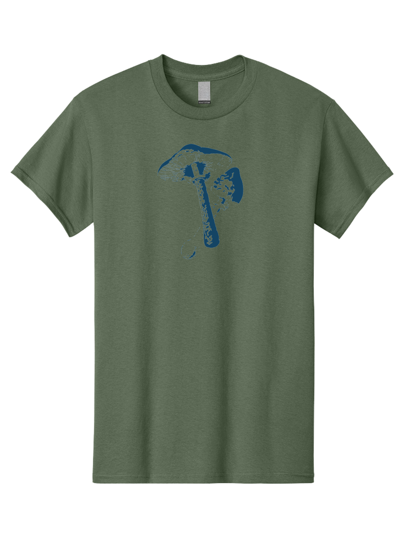 Magic Mushroom Art Men'S Graphic Tee, 100% Cotton, Comfortable Casual Summer Wear, Machine Washable, Mushroom Illustration, Dark Blue Fungi, Nature Artwork, Botanical Design, Whimsical Style, Mystic Vibes, Fungal Art, Psychedelic Visuals Aae484 9