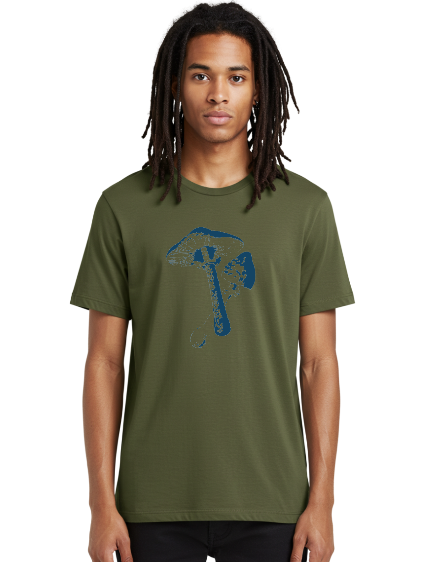 Magic Mushroom Art Men'S Graphic Tee, 100% Cotton, Comfortable Casual Summer Wear, Machine Washable, Mushroom Illustration, Dark Blue Fungi, Nature Artwork, Botanical Design, Whimsical Style, Mystic Vibes, Fungal Art, Psychedelic Visuals Aae484 10