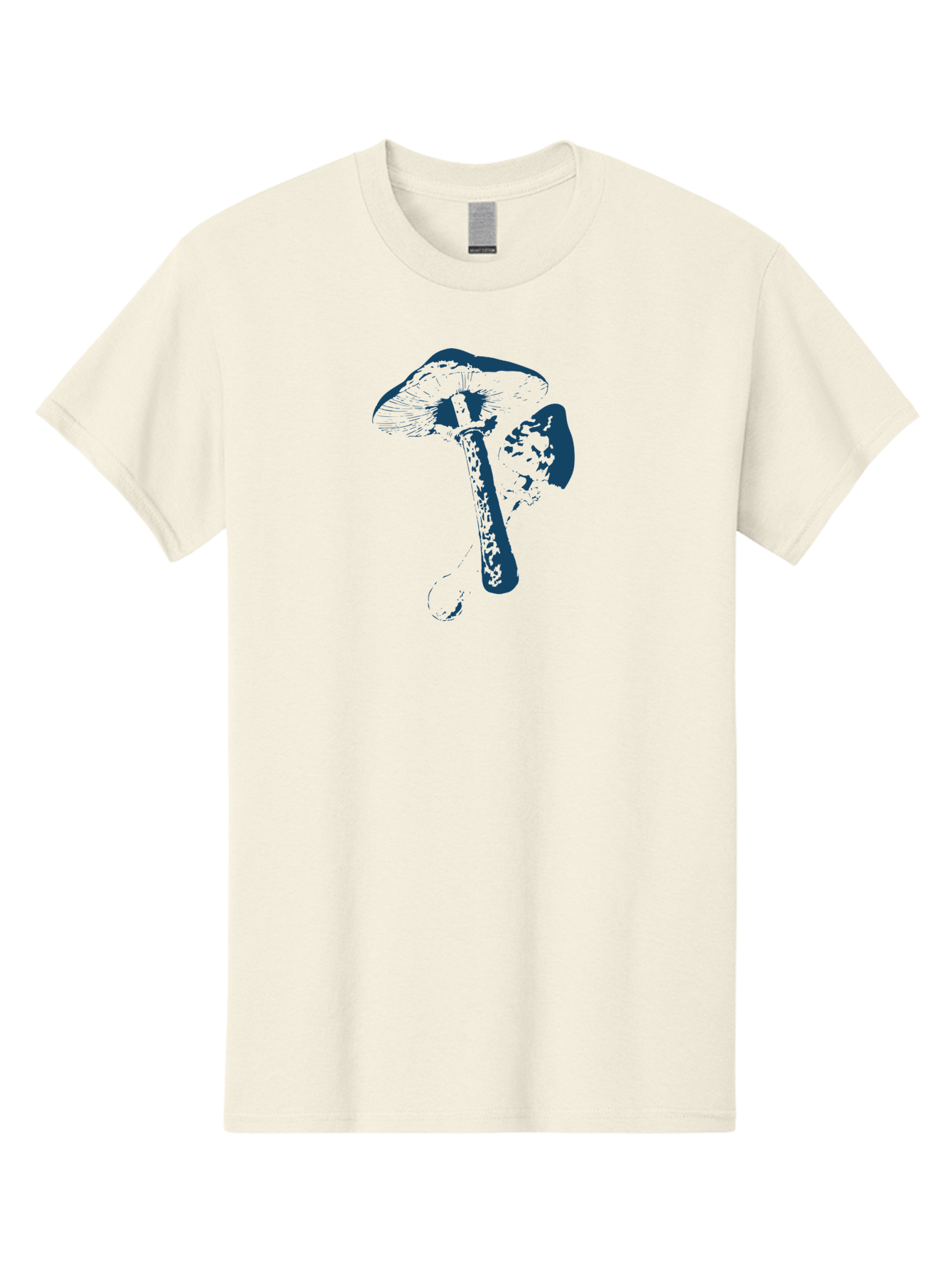 Magic Mushroom Art Men'S Graphic Tee, 100% Cotton, Comfortable Casual Summer Wear, Machine Washable, Mushroom Illustration, Dark Blue Fungi, Nature Artwork, Botanical Design, Whimsical Style, Mystic Vibes, Fungal Art, Psychedelic Visuals Aae484 5
