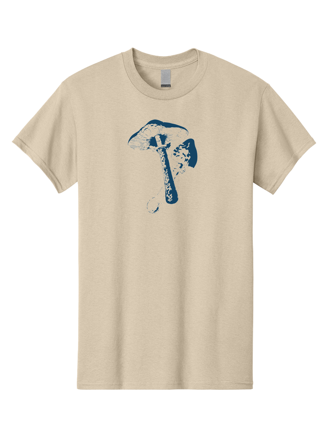 Magic Mushroom Art Men'S Graphic Tee, 100% Cotton, Comfortable Casual Summer Wear, Machine Washable, Mushroom Illustration, Dark Blue Fungi, Nature Artwork, Botanical Design, Whimsical Style, Mystic Vibes, Fungal Art, Psychedelic Visuals Aae484 27