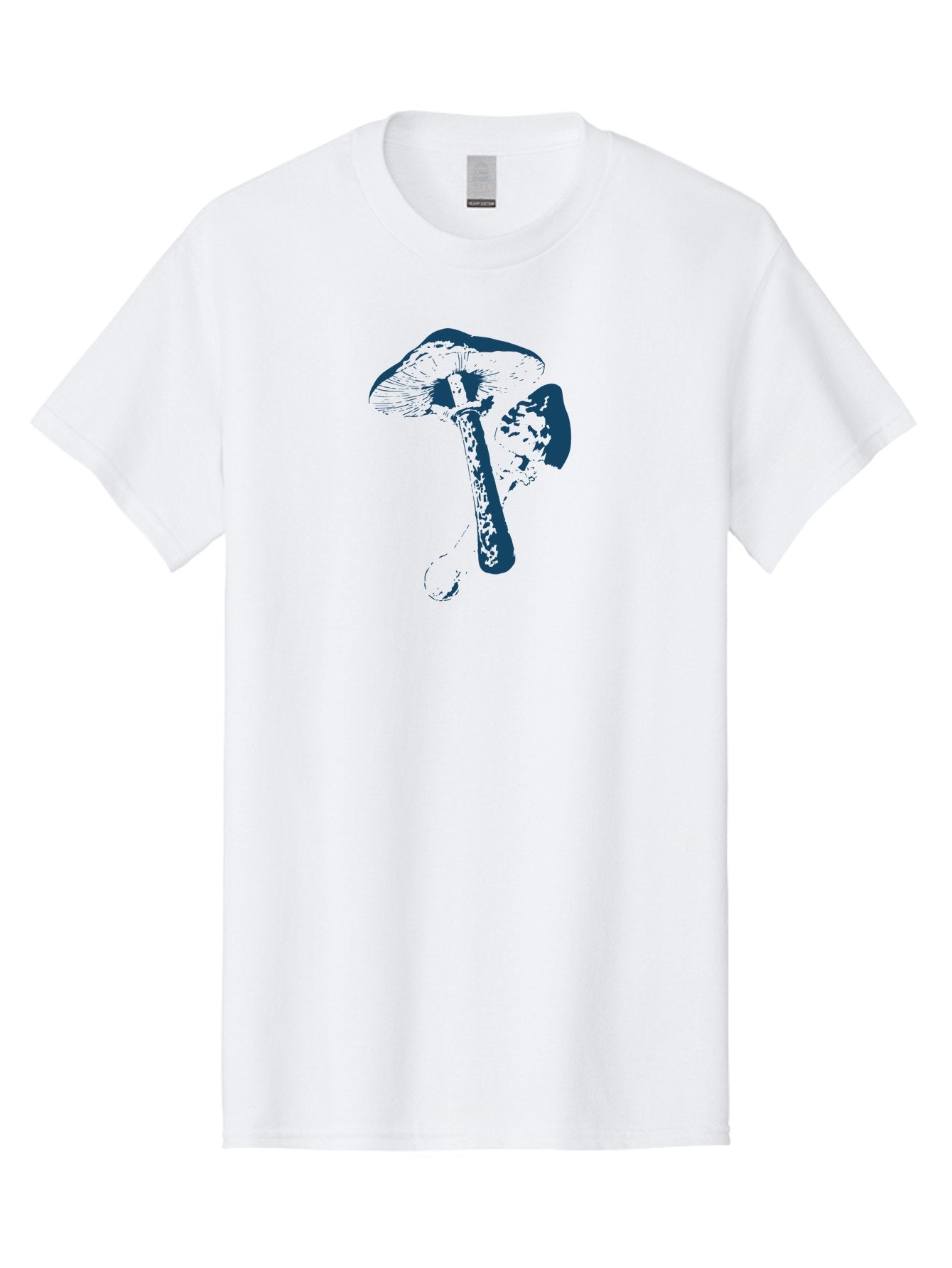 Magic Mushroom Art Men'S Graphic Tee, 100% Cotton, Comfortable Casual Summer Wear, Machine Washable, Mushroom Illustration, Dark Blue Fungi, Nature Artwork, Botanical Design, Whimsical Style, Mystic Vibes, Fungal Art, Psychedelic Visuals Aae484