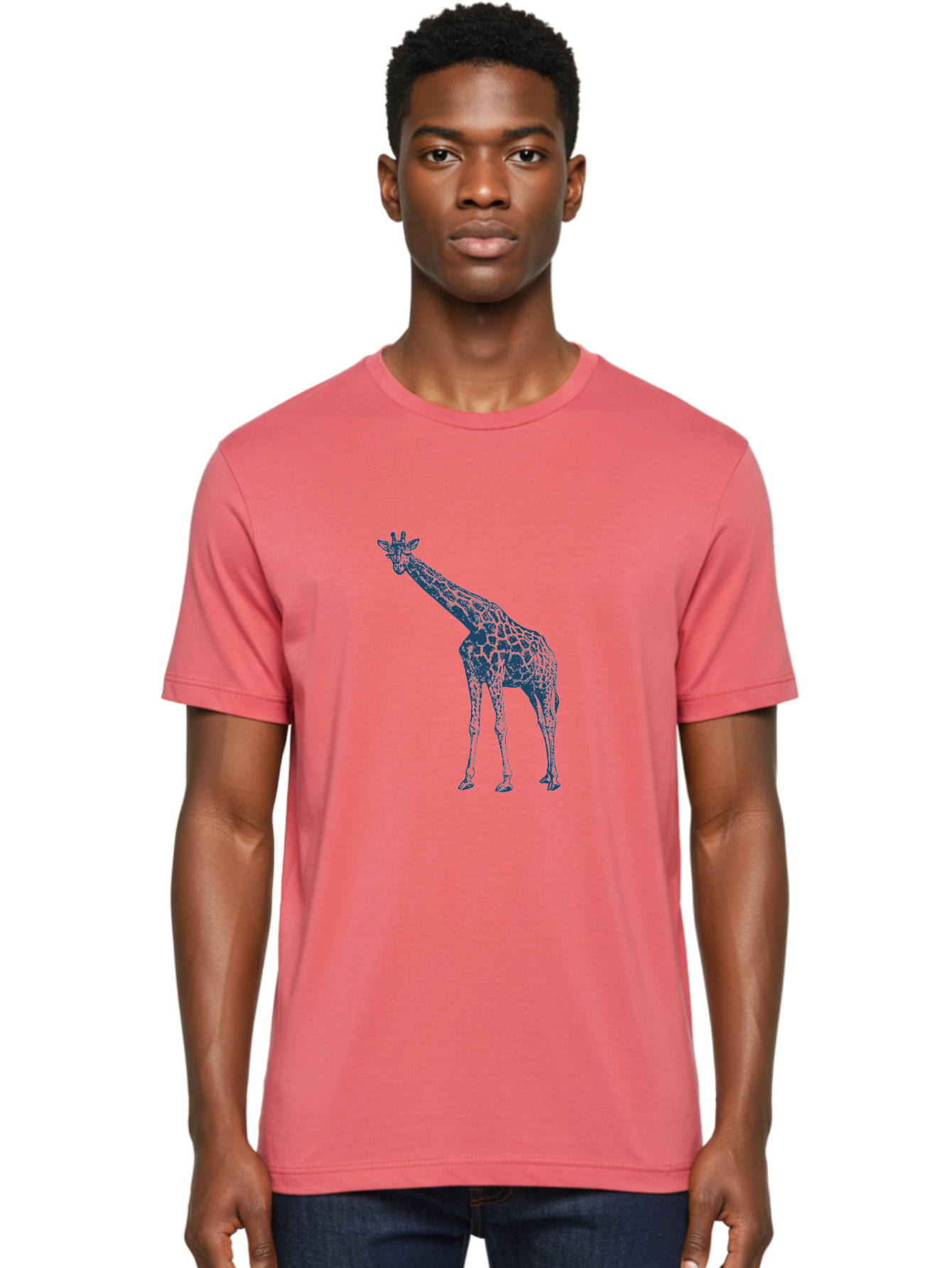 Majestic Giraffe Men'S Graphic Tee, 100% Cotton, Comfortable Casual Summer Wear, Machine Washable, Giraffe Illustration, Wild Animal, Spotted Fur, Tall Mammal, Wildlife Art, Pop Art Style, Blue And Green Graphic, Animal Design Aae485 18