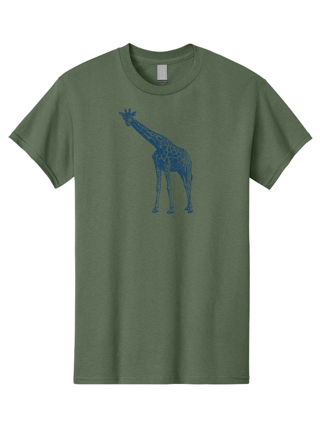 Majestic Giraffe Men'S Graphic Tee, 100% Cotton, Comfortable Casual Summer Wear, Machine Washable, Giraffe Illustration, Wild Animal, Spotted Fur, Tall Mammal, Wildlife Art, Pop Art Style, Blue And Green Graphic, Animal Design Aae485 3