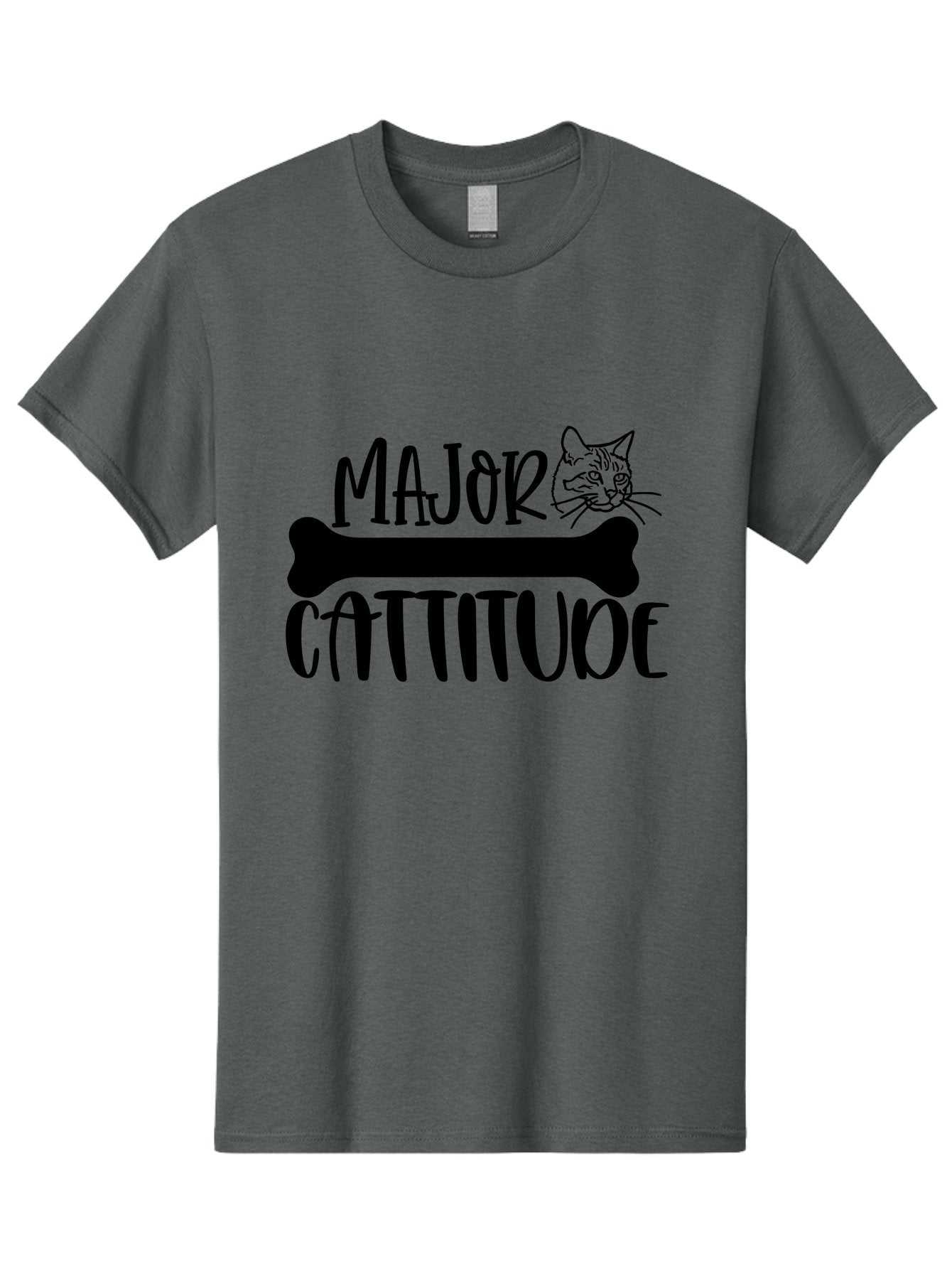 Major Cattitude Men'S Graphic Tee, 100% Cotton, Comfortable Casual Summer Wear, Machine Washable, Fun Cat Design, Cat Attitude, Cat Lover Gift, Funny Cat Quote, Cat Phrase, Dog Bone Illustration, Cat Face, Quirky Humor, Cat Personality Aae486 5