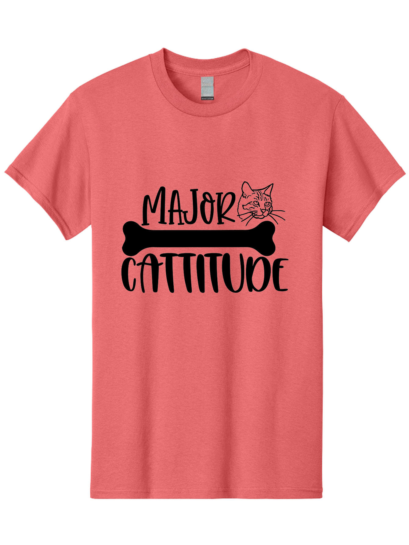 Major Cattitude Men'S Graphic Tee, 100% Cotton, Comfortable Casual Summer Wear, Machine Washable, Fun Cat Design, Cat Attitude, Cat Lover Gift, Funny Cat Quote, Cat Phrase, Dog Bone Illustration, Cat Face, Quirky Humor, Cat Personality Aae486 25