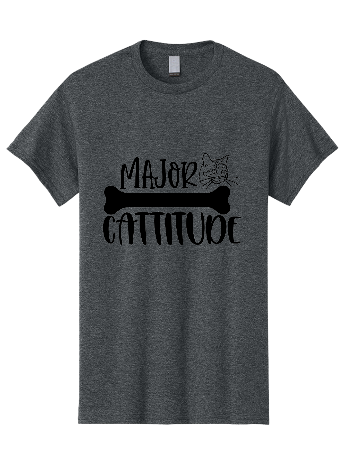 Major Cattitude Men'S Graphic Tee, 100% Cotton, Comfortable Casual Summer Wear, Machine Washable, Fun Cat Design, Cat Attitude, Cat Lover Gift, Funny Cat Quote, Cat Phrase, Dog Bone Illustration, Cat Face, Quirky Humor, Cat Personality Aae486 23