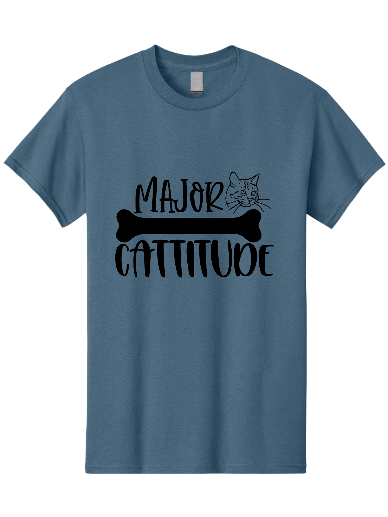 Major Cattitude Men'S Graphic Tee, 100% Cotton, Comfortable Casual Summer Wear, Machine Washable, Fun Cat Design, Cat Attitude, Cat Lover Gift, Funny Cat Quote, Cat Phrase, Dog Bone Illustration, Cat Face, Quirky Humor, Cat Personality Aae486 7