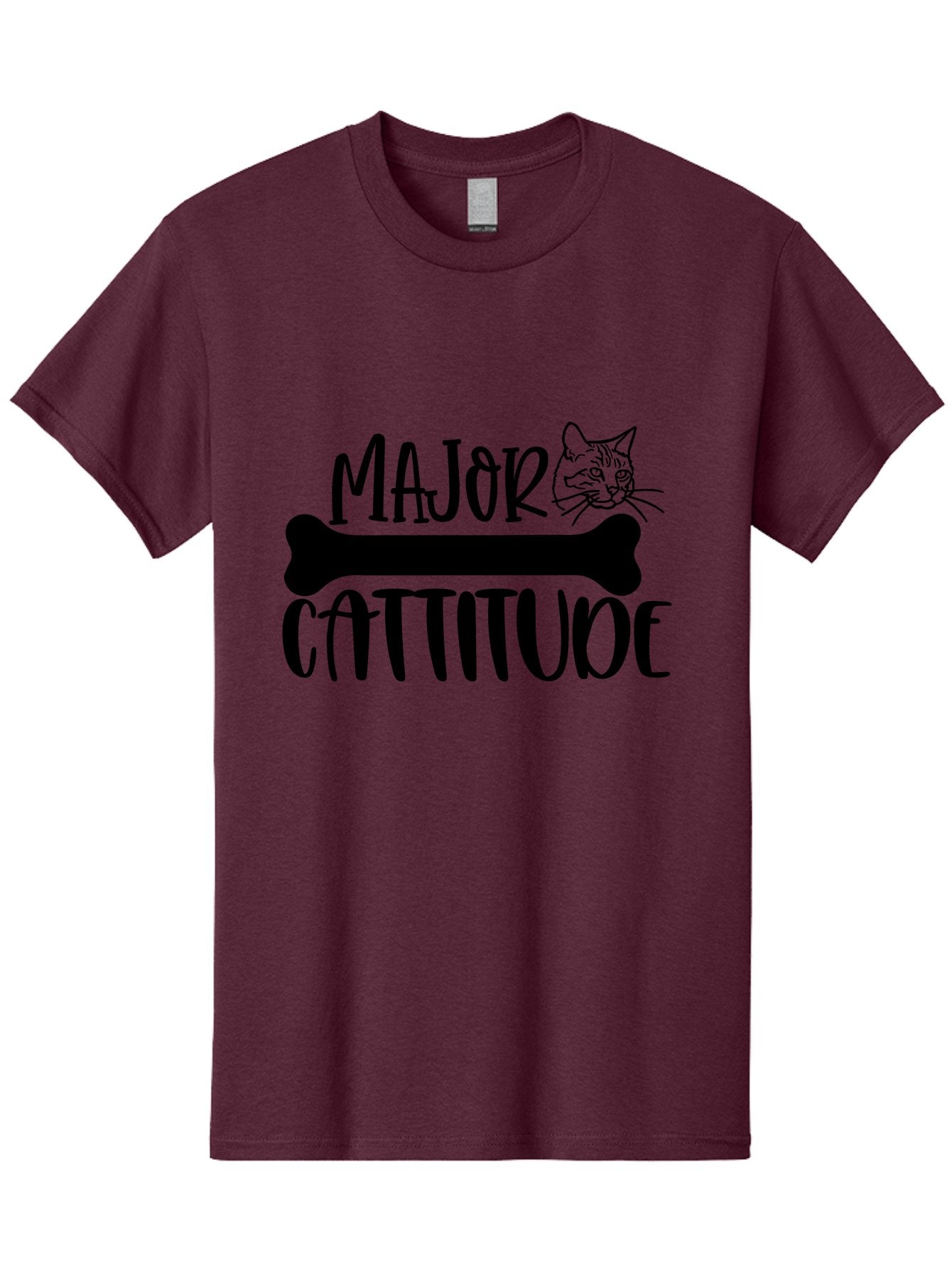 Major Cattitude Men'S Graphic Tee, 100% Cotton, Comfortable Casual Summer Wear, Machine Washable, Fun Cat Design, Cat Attitude, Cat Lover Gift, Funny Cat Quote, Cat Phrase, Dog Bone Illustration, Cat Face, Quirky Humor, Cat Personality Aae486