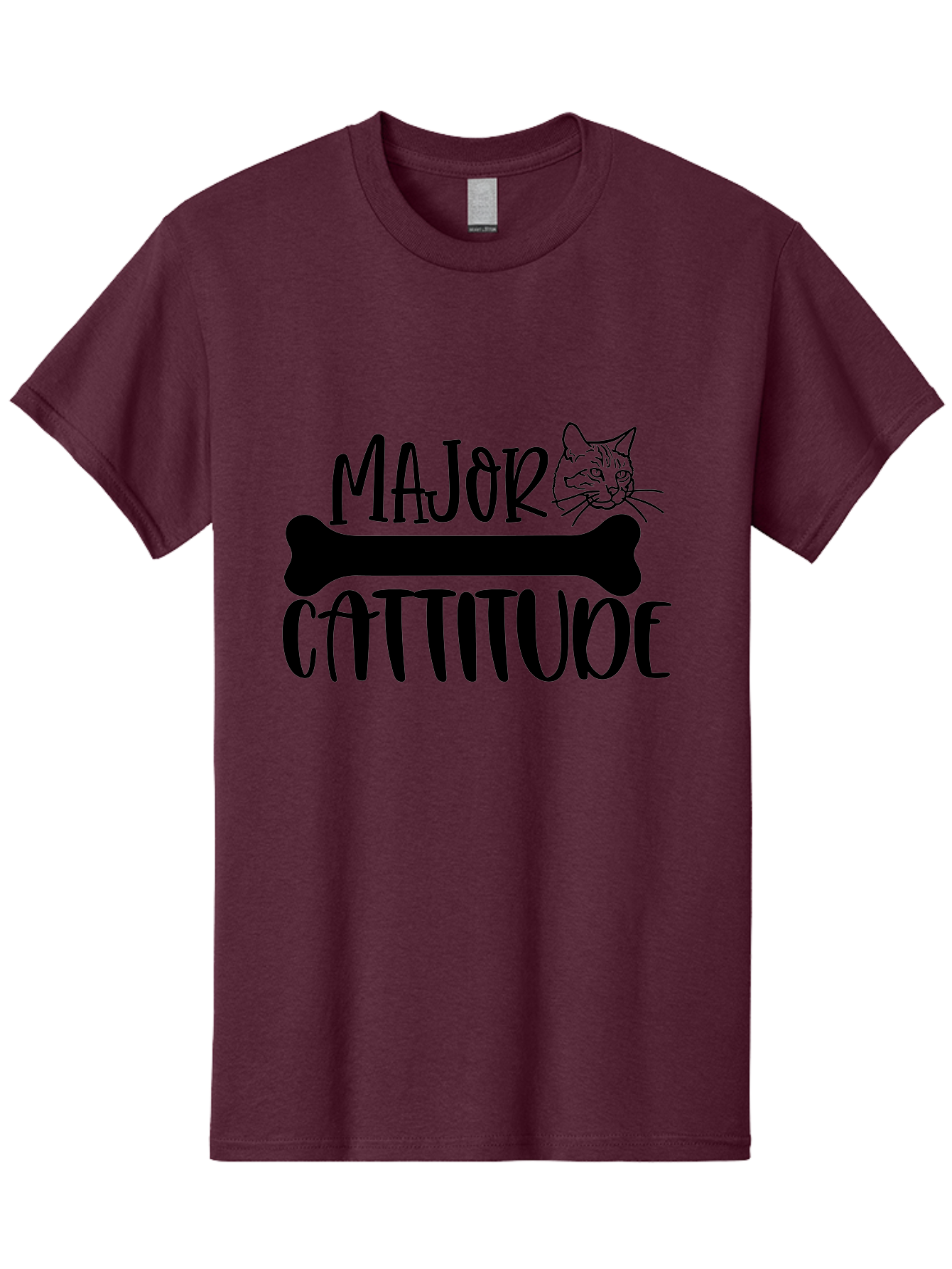 Major Cattitude Men'S Graphic Tee, 100% Cotton, Comfortable Casual Summer Wear, Machine Washable, Fun Cat Design, Cat Attitude, Cat Lover Gift, Funny Cat Quote, Cat Phrase, Dog Bone Illustration, Cat Face, Quirky Humor, Cat Personality Aae486 3