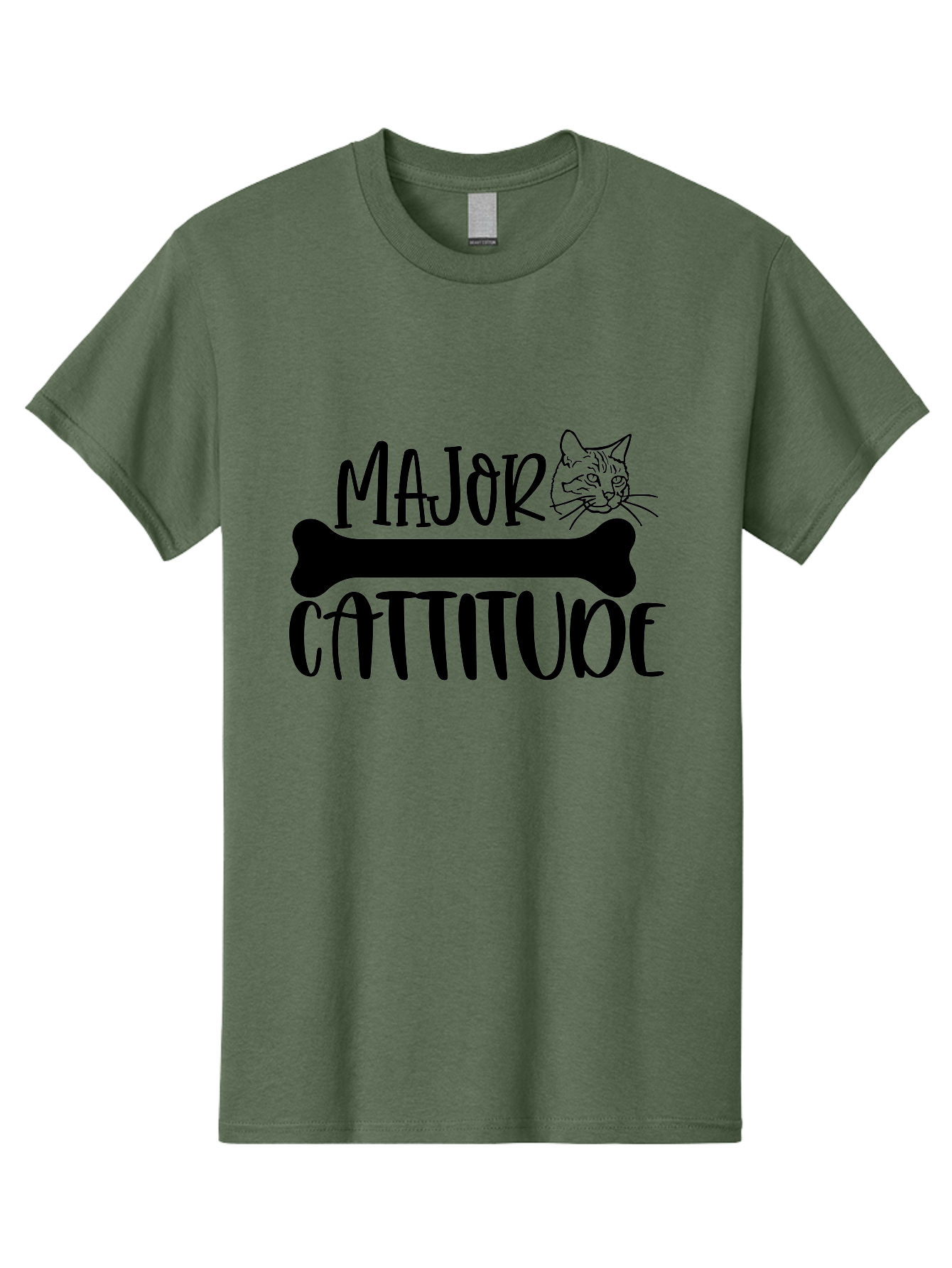 Major Cattitude Men'S Graphic Tee, 100% Cotton, Comfortable Casual Summer Wear, Machine Washable, Fun Cat Design, Cat Attitude, Cat Lover Gift, Funny Cat Quote, Cat Phrase, Dog Bone Illustration, Cat Face, Quirky Humor, Cat Personality Aae486 13