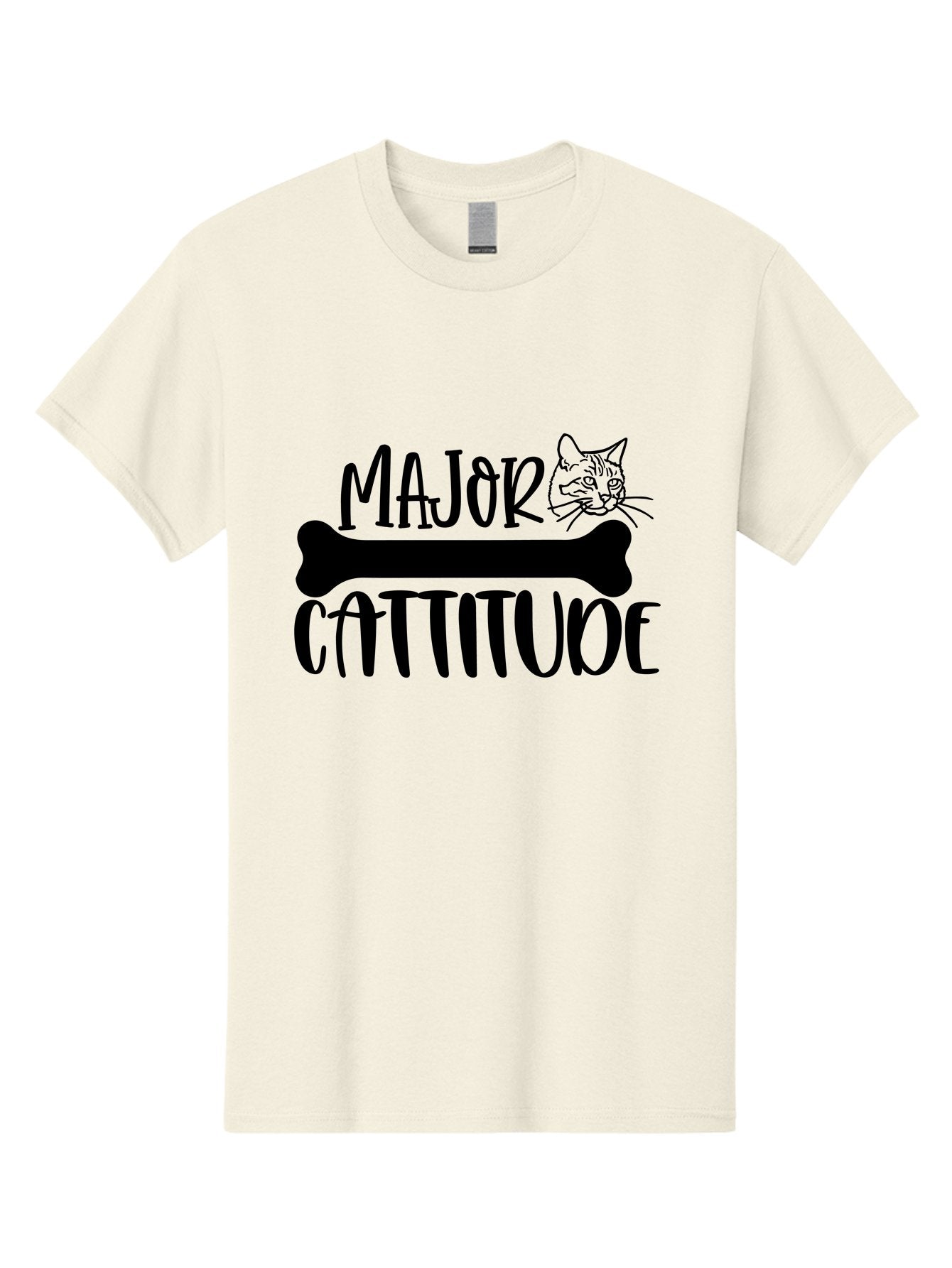 Major Cattitude Men'S Graphic Tee, 100% Cotton, Comfortable Casual Summer Wear, Machine Washable, Fun Cat Design, Cat Attitude, Cat Lover Gift, Funny Cat Quote, Cat Phrase, Dog Bone Illustration, Cat Face, Quirky Humor, Cat Personality Aae486 13