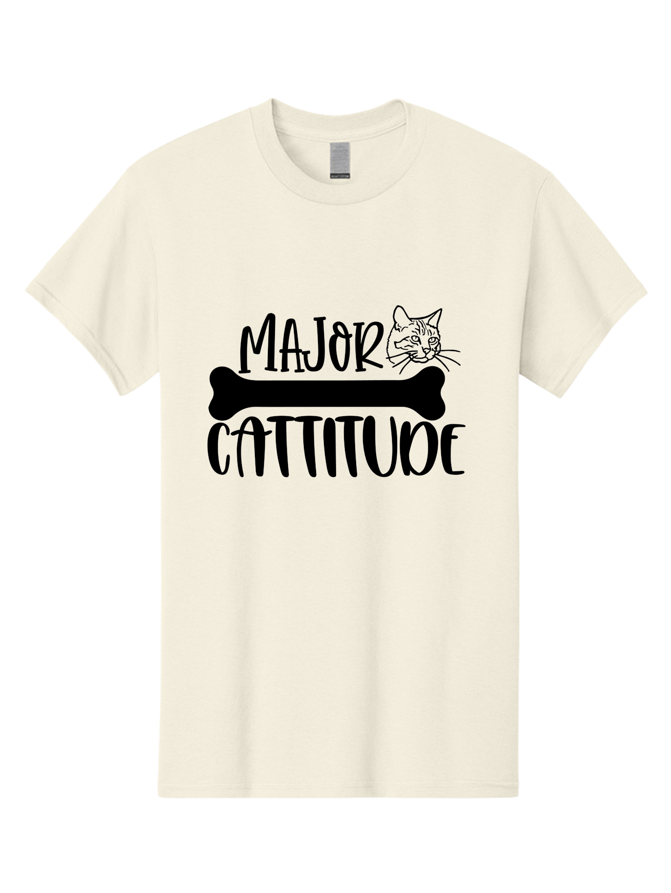 Major Cattitude Men'S Graphic Tee, 100% Cotton, Comfortable Casual Summer Wear, Machine Washable, Fun Cat Design, Cat Attitude, Cat Lover Gift, Funny Cat Quote, Cat Phrase, Dog Bone Illustration, Cat Face, Quirky Humor, Cat Personality Aae486 21