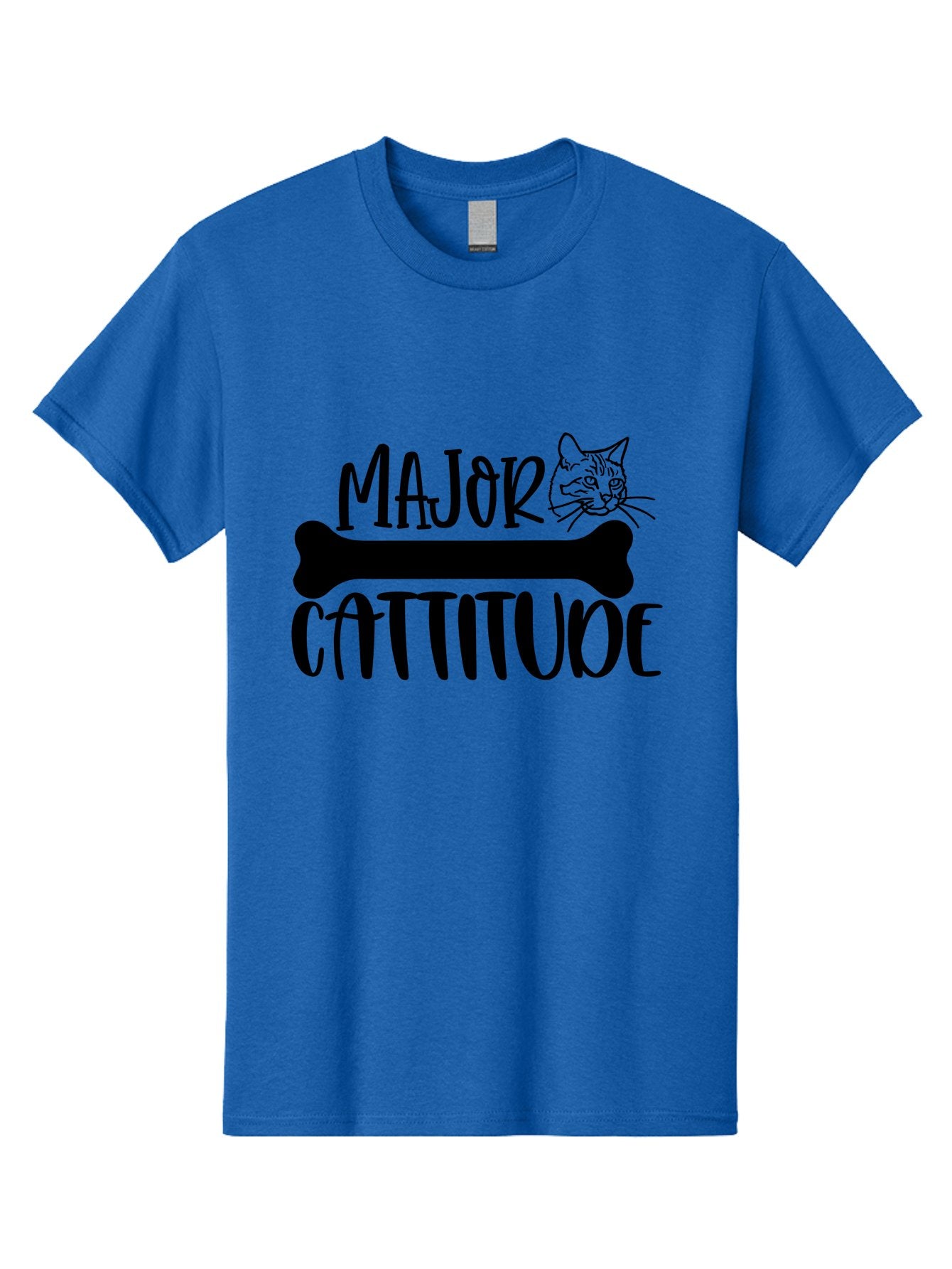 Major Cattitude Men'S Graphic Tee, 100% Cotton, Comfortable Casual Summer Wear, Machine Washable, Fun Cat Design, Cat Attitude, Cat Lover Gift, Funny Cat Quote, Cat Phrase, Dog Bone Illustration, Cat Face, Quirky Humor, Cat Personality Aae486 6