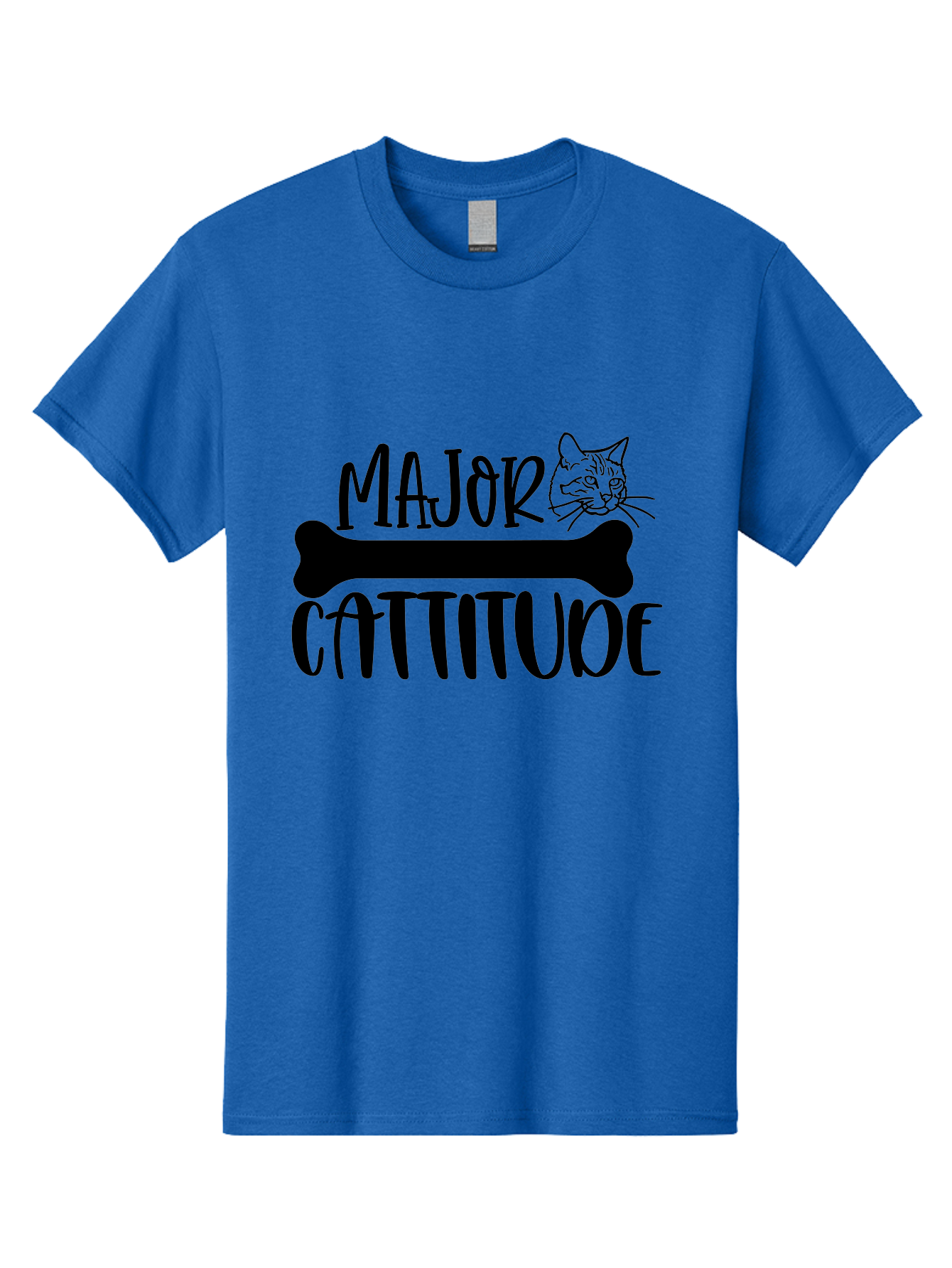 Major Cattitude Men'S Graphic Tee, 100% Cotton, Comfortable Casual Summer Wear, Machine Washable, Fun Cat Design, Cat Attitude, Cat Lover Gift, Funny Cat Quote, Cat Phrase, Dog Bone Illustration, Cat Face, Quirky Humor, Cat Personality Aae486 17
