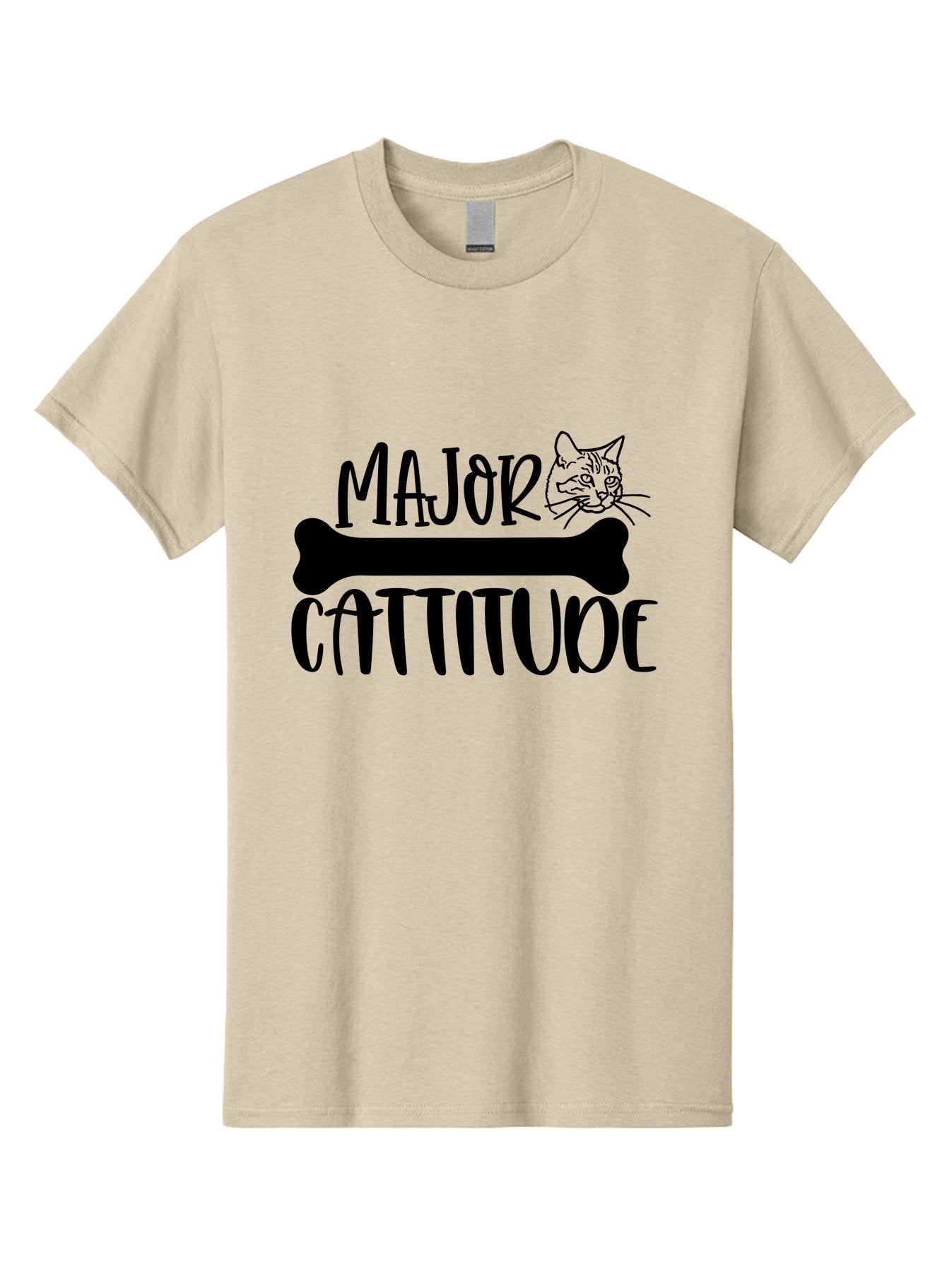 Major Cattitude Men'S Graphic Tee, 100% Cotton, Comfortable Casual Summer Wear, Machine Washable, Fun Cat Design, Cat Attitude, Cat Lover Gift, Funny Cat Quote, Cat Phrase, Dog Bone Illustration, Cat Face, Quirky Humor, Cat Personality Aae486 11