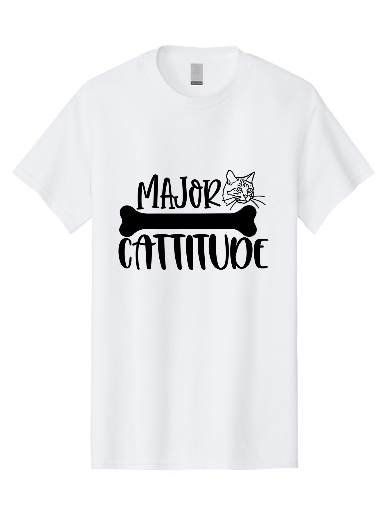 Major Cattitude Men'S Graphic Tee, 100% Cotton, Comfortable Casual Summer Wear, Machine Washable, Fun Cat Design, Cat Attitude, Cat Lover Gift, Funny Cat Quote, Cat Phrase, Dog Bone Illustration, Cat Face, Quirky Humor, Cat Personality Aae486 3