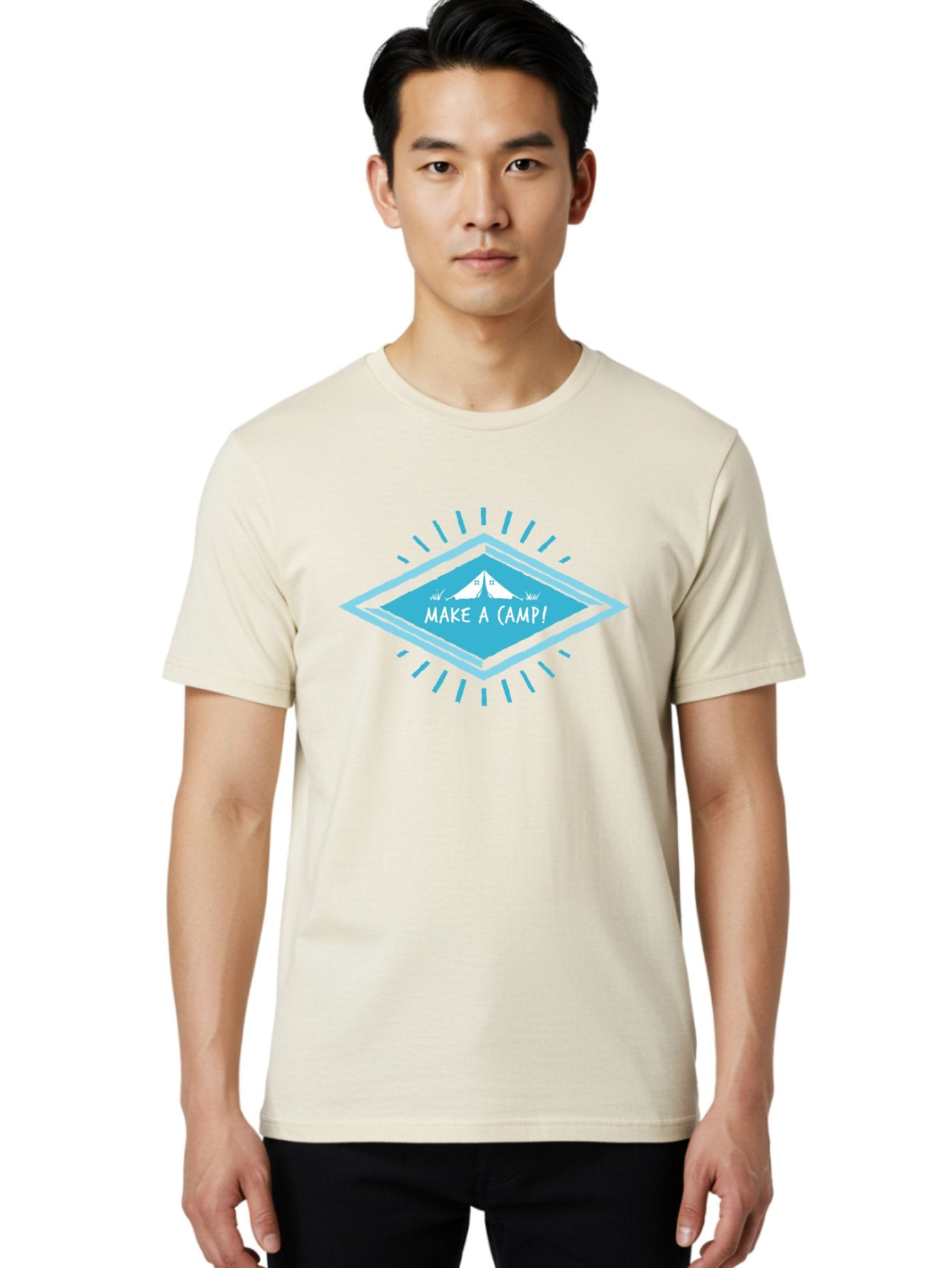 Make A Camp Men'S Graphic Tee, 100% Cotton, Comfortable Casual Summer Wear, Machine Washable, Camping, Tent, Outdoor Adventure, Nature Escape, Make A Camp!, Camping Fun, Outdoor Activities, Adventure Travel, Camping Trip Aae487 28