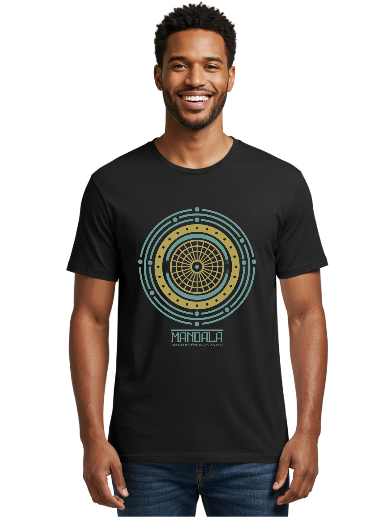 Mandala Men'S Graphic Tee, 100% Cotton, Comfortable Casual Summer Wear, Machine Washable, Sacred Geometry, Metaphysical Symbol, Spiritual Icon, Mystical Art, Esoteric Design, Geometric Pattern, Concentric Circles, Sacred Symbol, Aae489 4