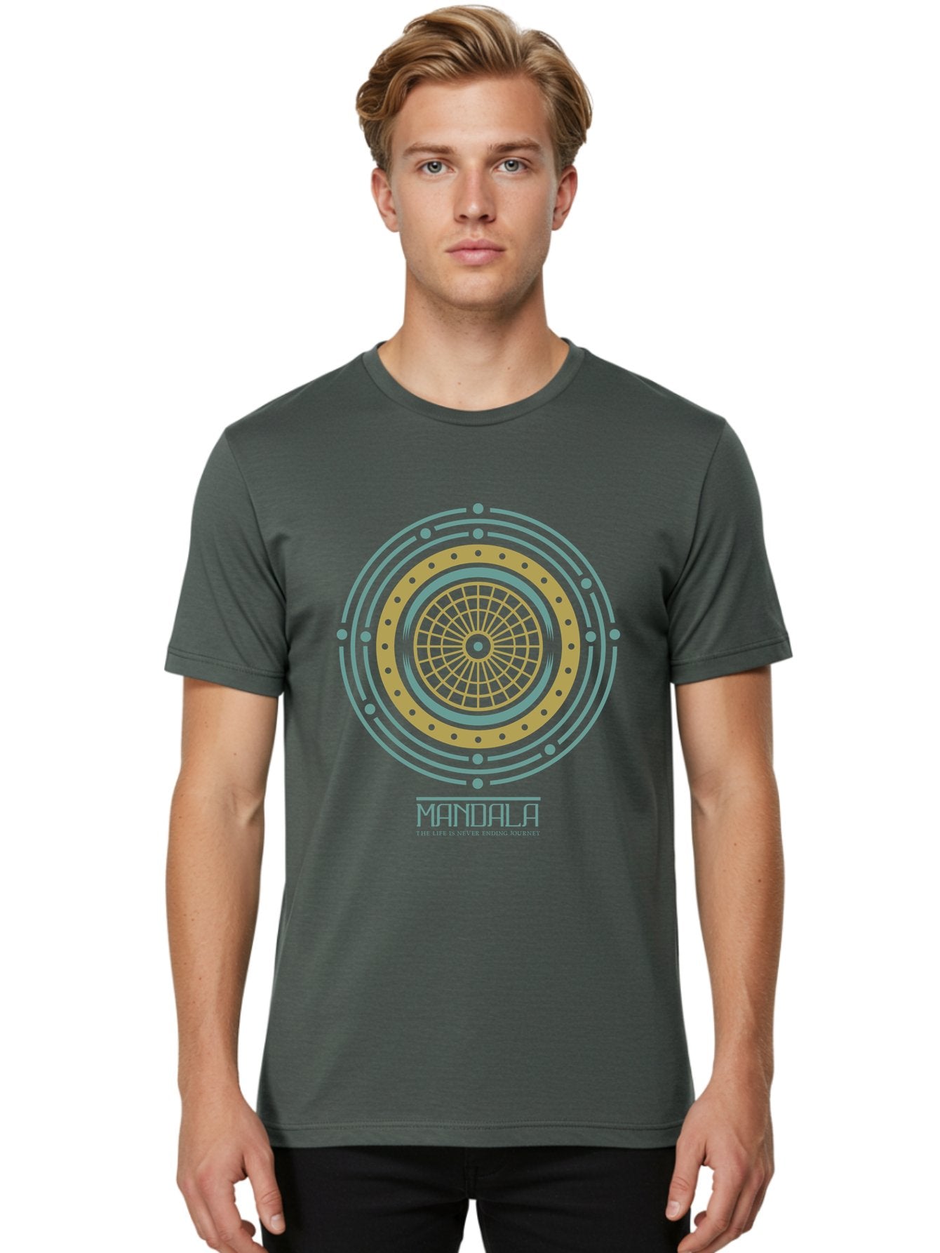 Mandala Men'S Graphic Tee, 100% Cotton, Comfortable Casual Summer Wear, Machine Washable, Sacred Geometry, Metaphysical Symbol, Spiritual Icon, Mystical Art, Esoteric Design, Geometric Pattern, Concentric Circles, Sacred Symbol, Aae489 20