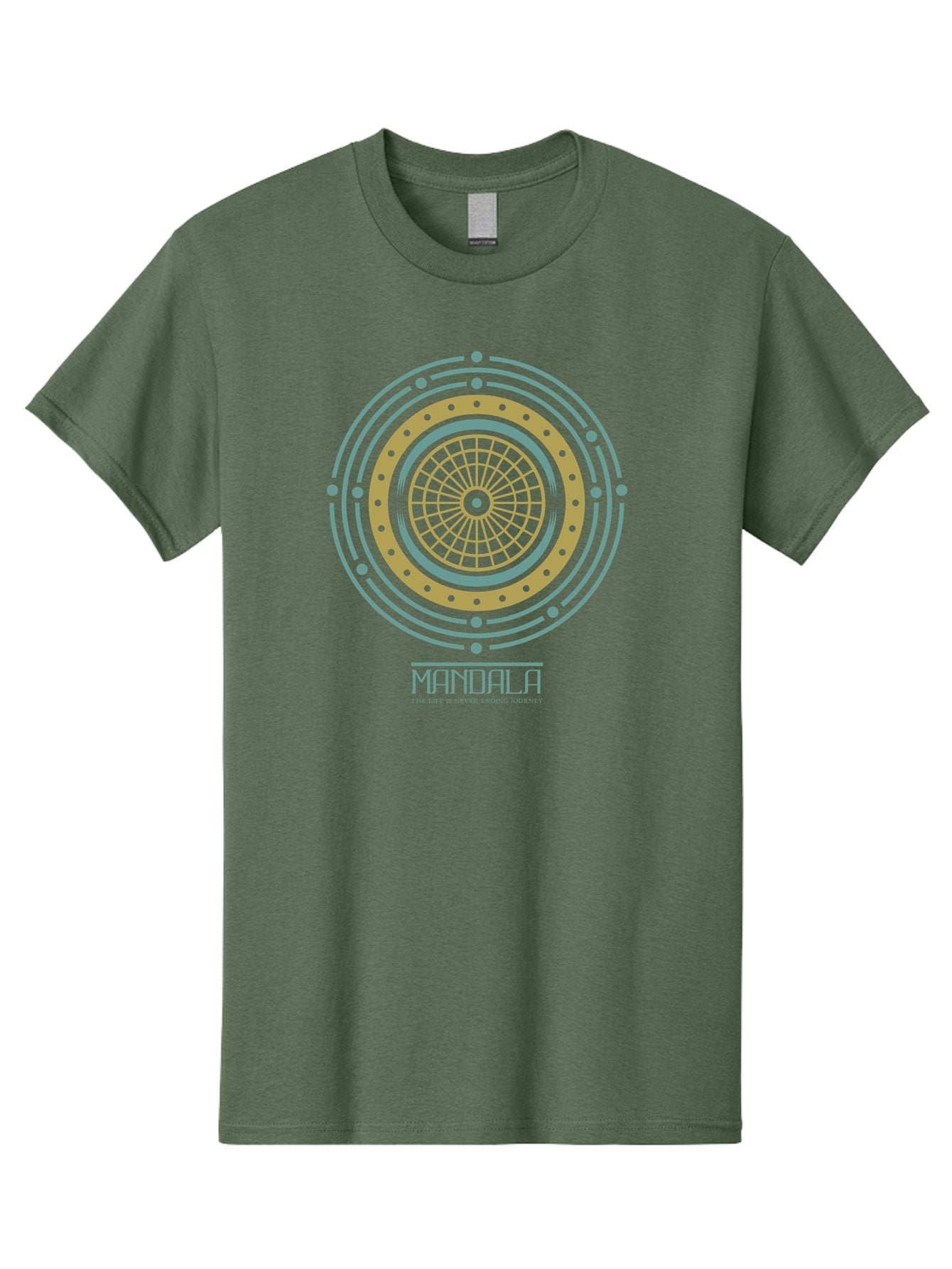 Mandala Men'S Graphic Tee, 100% Cotton, Comfortable Casual Summer Wear, Machine Washable, Sacred Geometry, Metaphysical Symbol, Spiritual Icon, Mystical Art, Esoteric Design, Geometric Pattern, Concentric Circles, Sacred Symbol, Aae489