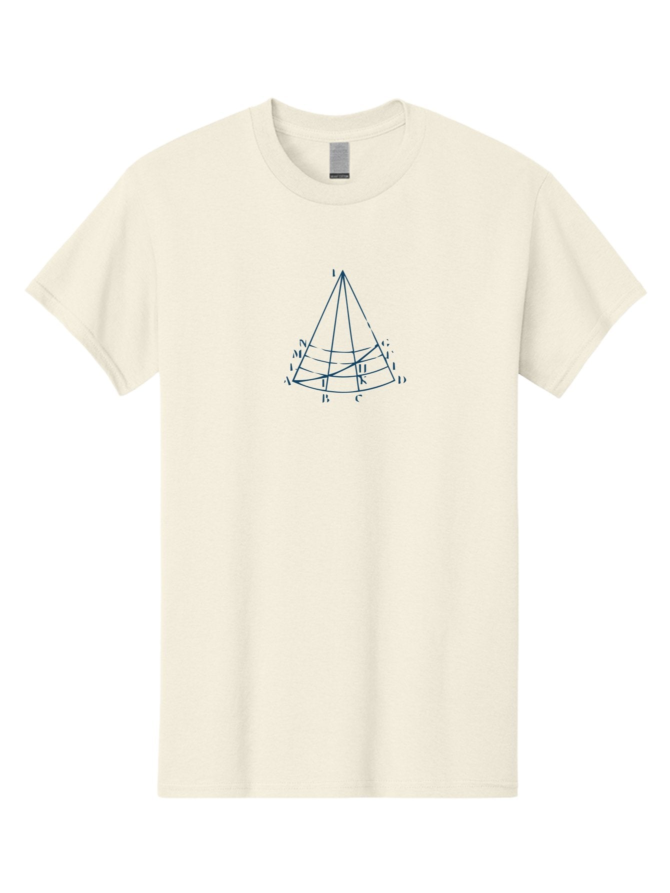 Mathematical Cone Ruler Men'S Graphic Tee, 100% Cotton, Comfortable Casual Summer Wear, Machine Washable, Geometric Cone, 3D Shape, Triangle, Circle, Intersecting Lines, Labeled Points, A, B, C, D, I, J, K, L, M, N, G, H, Aae491 8
