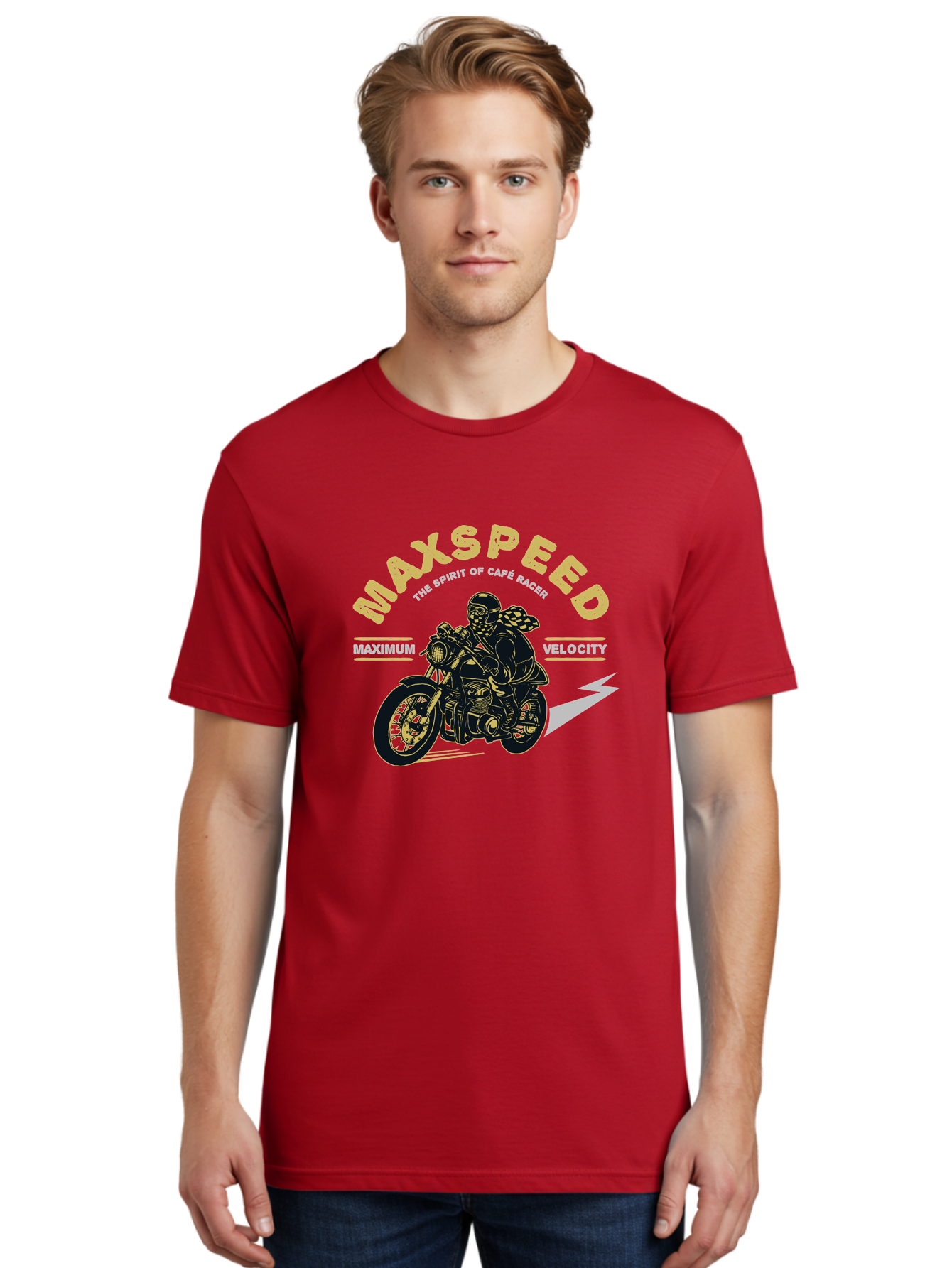 Max Speed Men'S Graphic Tee, 100% Cotton, Comfortable Casual Summer Wear, Machine Washable, Motorcycle Racing, Cape Racer, Maximum Velocity, Speed Enthusiast, Biker Culture, Racing Spirit, Vintage Motorcycle, Adventure Ride Aae492