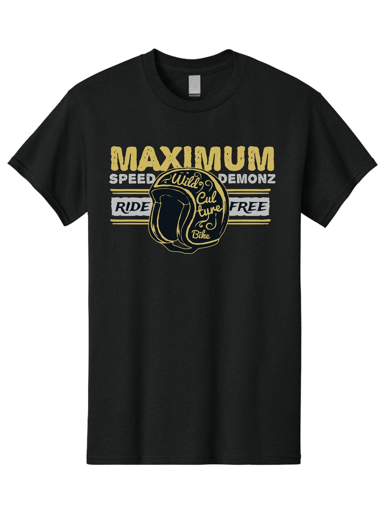 Maximum Speed Demonz Men'S Graphic Tee, 100% Cotton, Comfortable Casual Summer Wear, Machine Washable, Motorcycle Helmet, Wild Culture Bike, Ride Free, Maximum Speed, Demonz, Biker Culture, Freedom Ride Aae493 14
