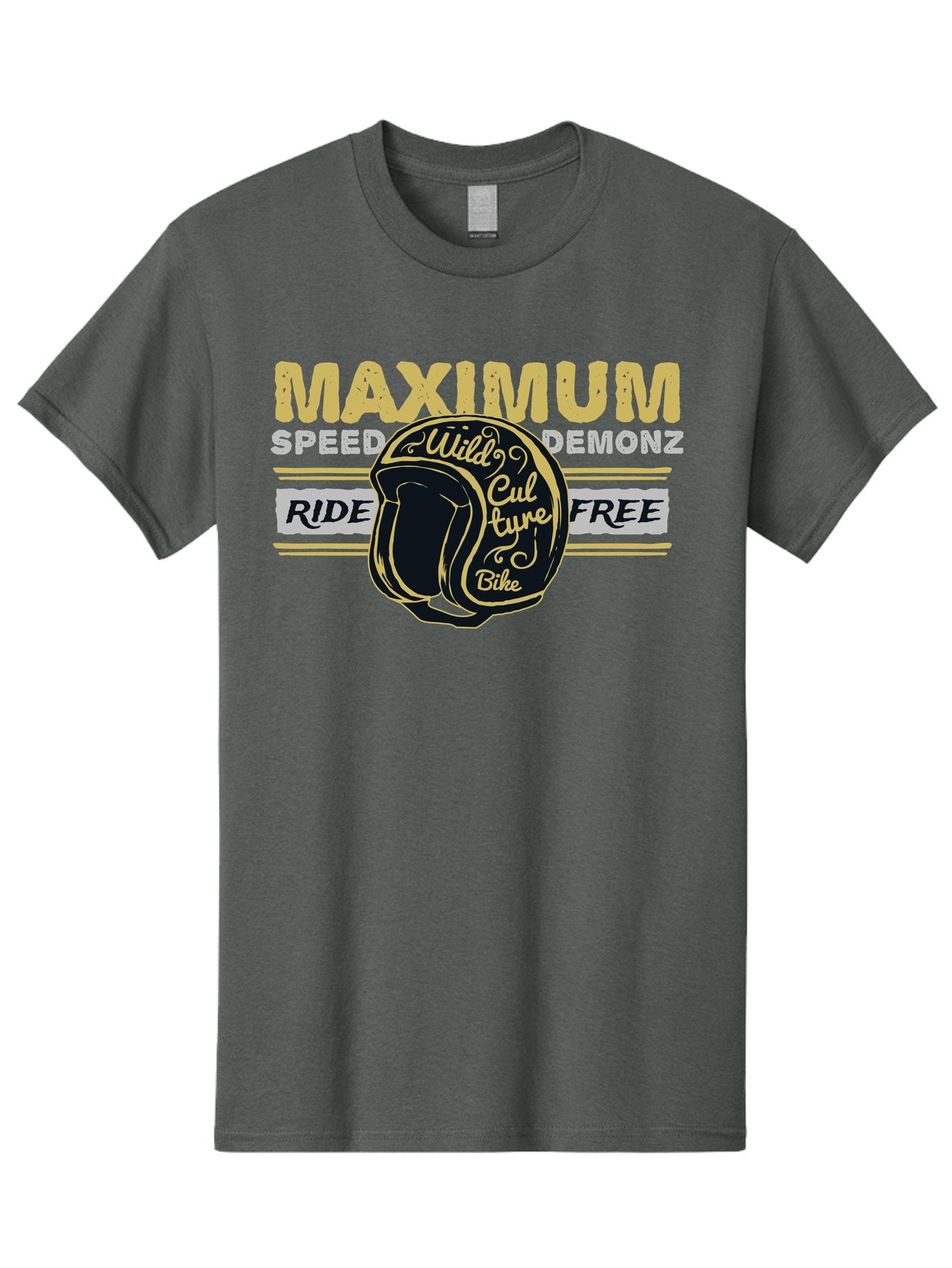 Maximum Speed Demonz Men'S Graphic Tee, 100% Cotton, Comfortable Casual Summer Wear, Machine Washable, Motorcycle Helmet, Wild Culture Bike, Ride Free, Maximum Speed, Demonz, Biker Culture, Freedom Ride Aae493 10