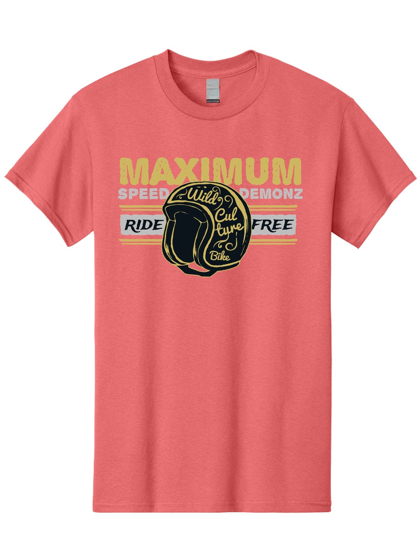 Maximum Speed Demonz Men'S Graphic Tee, 100% Cotton, Comfortable Casual Summer Wear, Machine Washable, Motorcycle Helmet, Wild Culture Bike, Ride Free, Maximum Speed, Demonz, Biker Culture, Freedom Ride Aae493 3