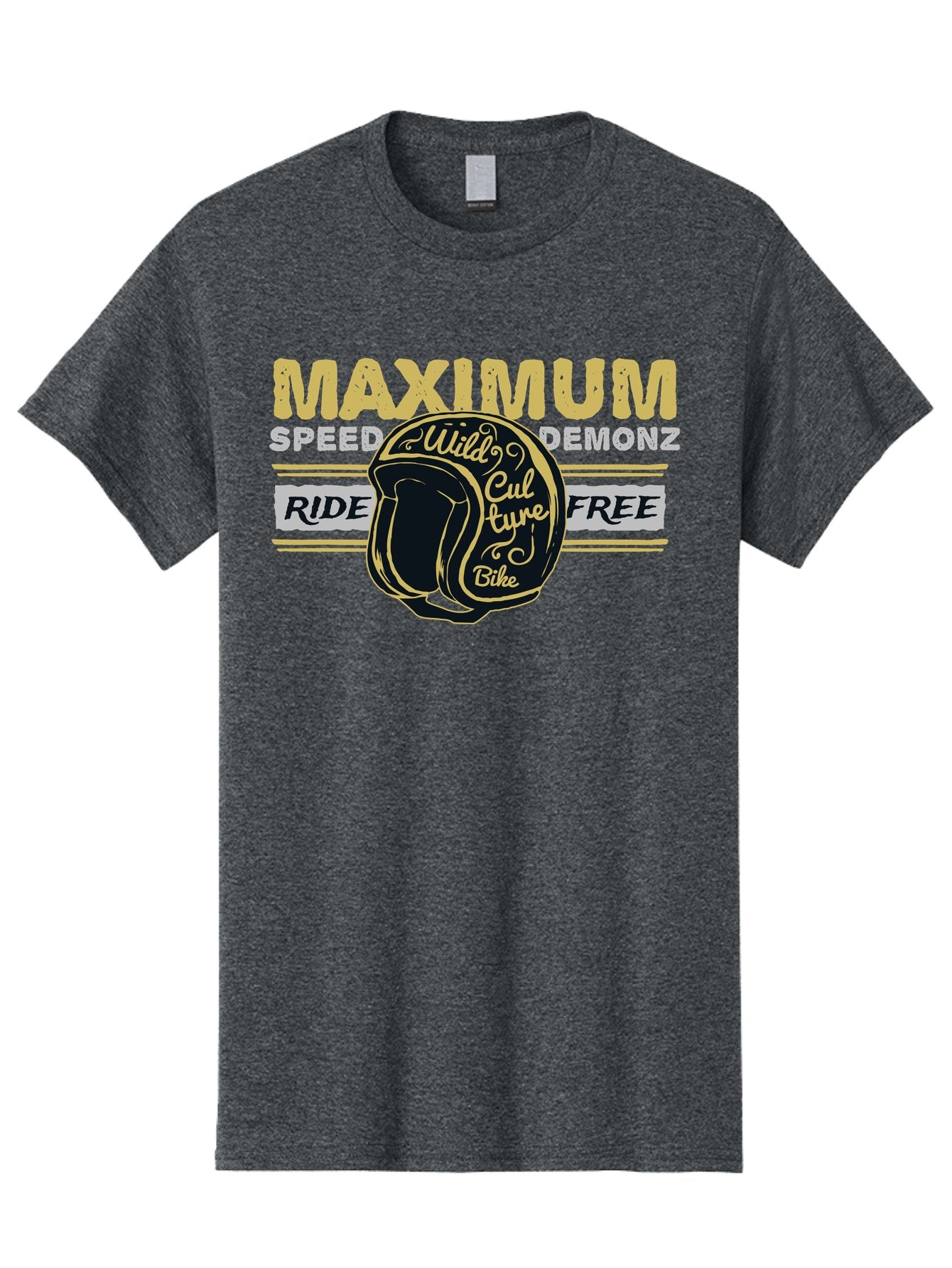 Maximum Speed Demonz Men'S Graphic Tee, 100% Cotton, Comfortable Casual Summer Wear, Machine Washable, Motorcycle Helmet, Wild Culture Bike, Ride Free, Maximum Speed, Demonz, Biker Culture, Freedom Ride Aae493 13