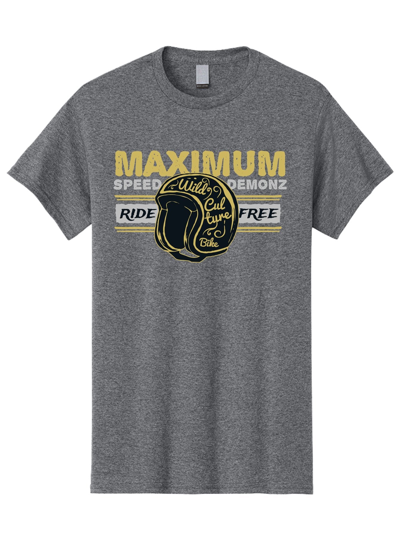 Maximum Speed Demonz Men'S Graphic Tee, 100% Cotton, Comfortable Casual Summer Wear, Machine Washable, Motorcycle Helmet, Wild Culture Bike, Ride Free, Maximum Speed, Demonz, Biker Culture, Freedom Ride Aae493 15