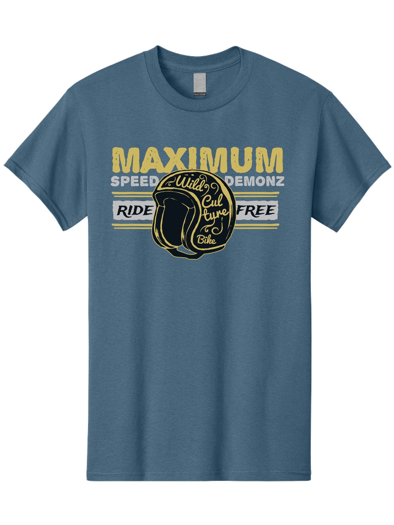 Maximum Speed Demonz Men'S Graphic Tee, 100% Cotton, Comfortable Casual Summer Wear, Machine Washable, Motorcycle Helmet, Wild Culture Bike, Ride Free, Maximum Speed, Demonz, Biker Culture, Freedom Ride Aae493 5