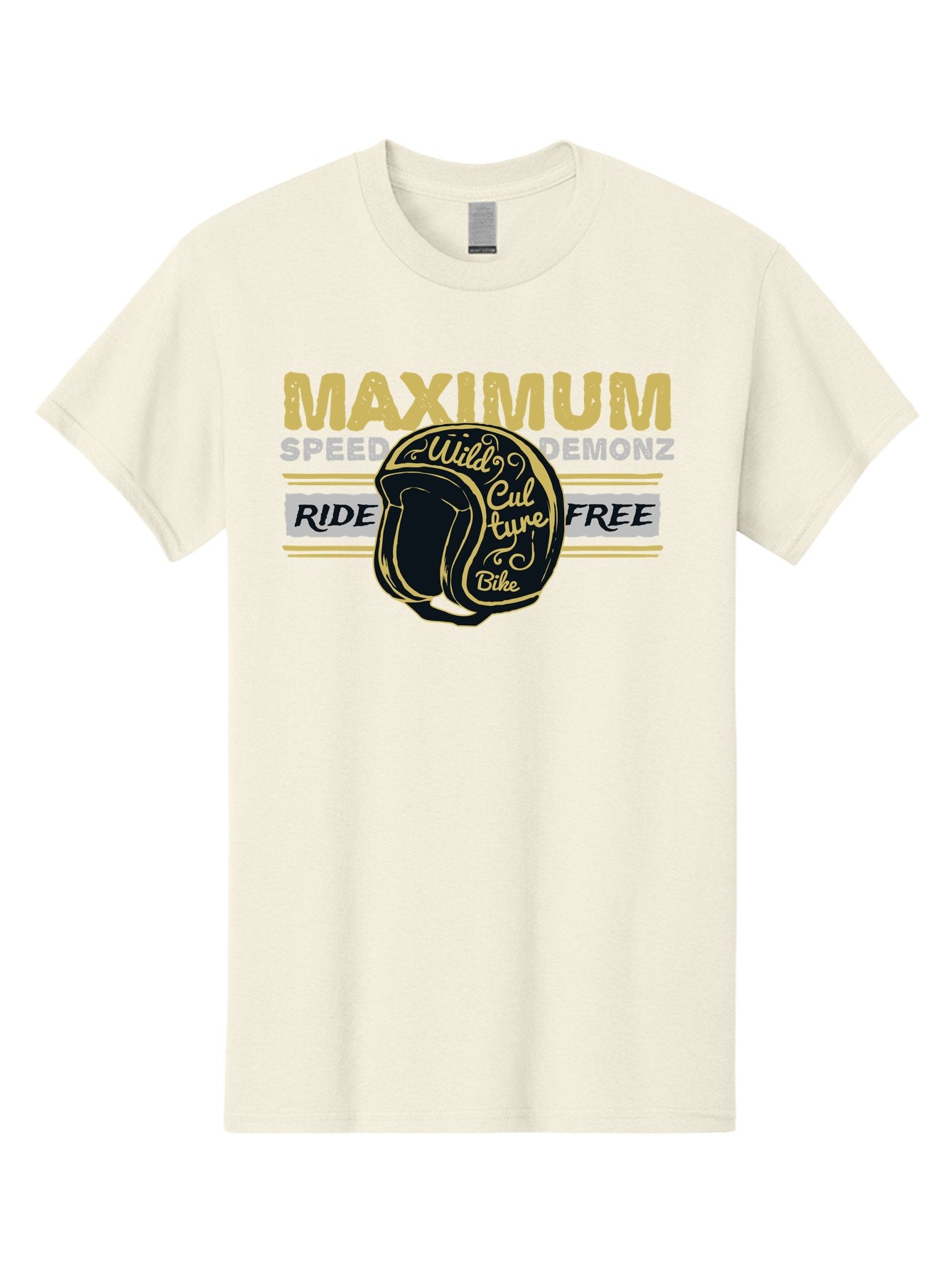 Maximum Speed Demonz Men'S Graphic Tee, 100% Cotton, Comfortable Casual Summer Wear, Machine Washable, Motorcycle Helmet, Wild Culture Bike, Ride Free, Maximum Speed, Demonz, Biker Culture, Freedom Ride Aae493 7