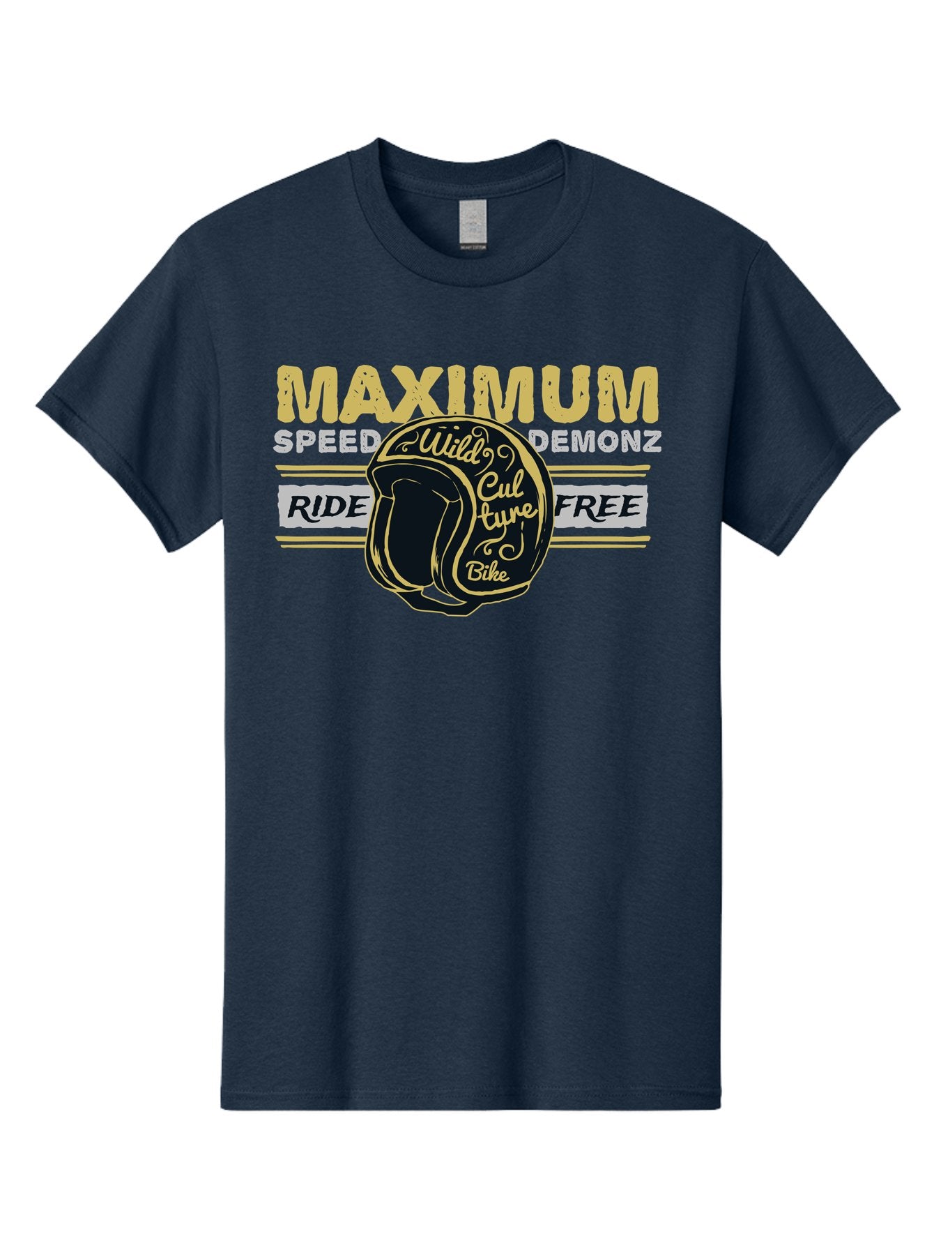 Maximum Speed Demonz Men'S Graphic Tee, 100% Cotton, Comfortable Casual Summer Wear, Machine Washable, Motorcycle Helmet, Wild Culture Bike, Ride Free, Maximum Speed, Demonz, Biker Culture, Freedom Ride Aae493