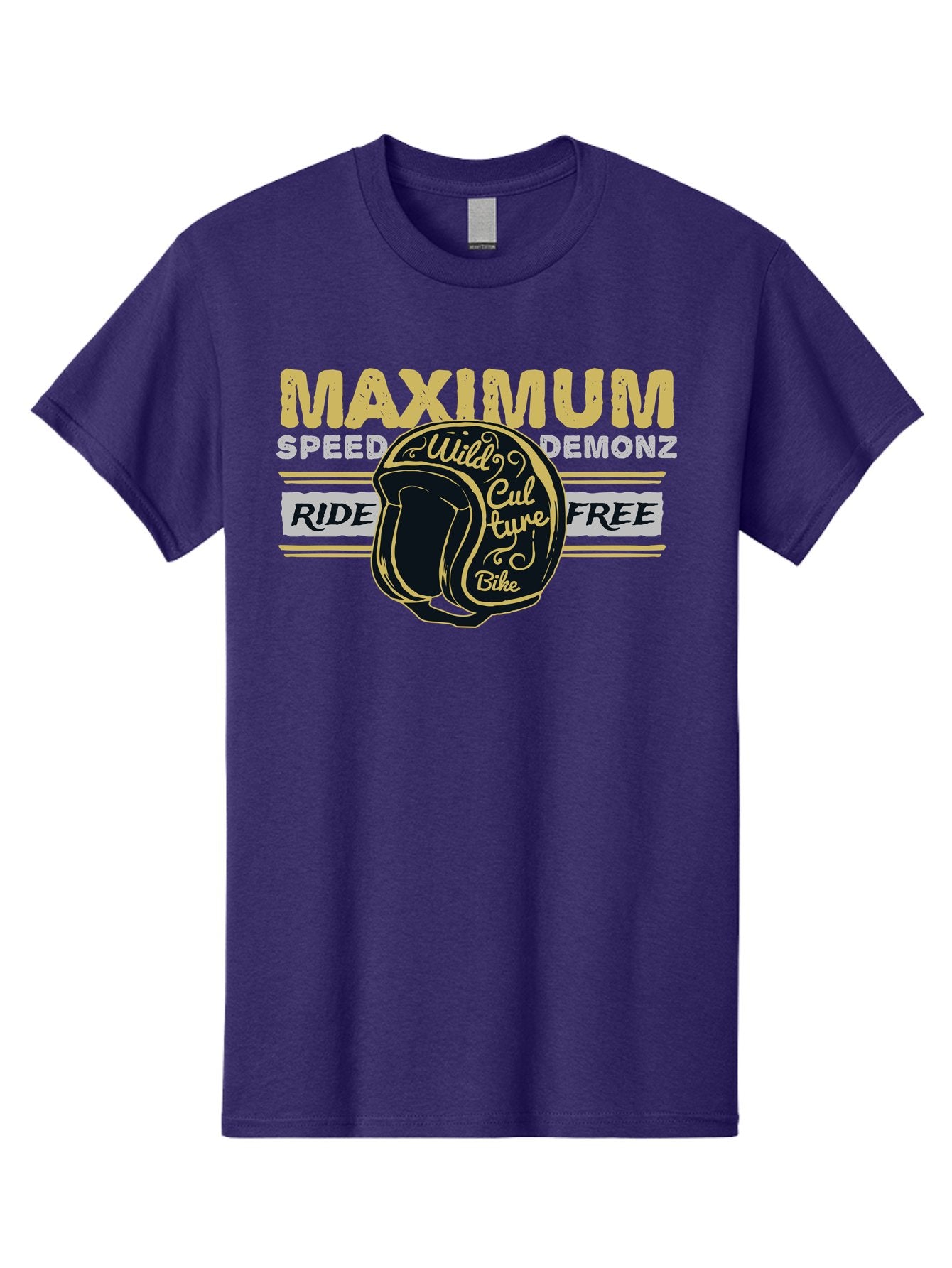 Maximum Speed Demonz Men'S Graphic Tee, 100% Cotton, Comfortable Casual Summer Wear, Machine Washable, Motorcycle Helmet, Wild Culture Bike, Ride Free, Maximum Speed, Demonz, Biker Culture, Freedom Ride Aae493 6