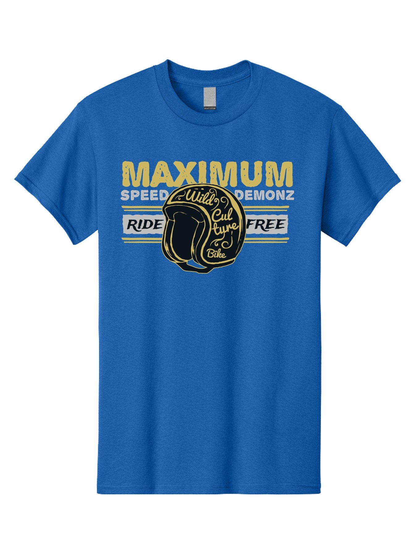 Maximum Speed Demonz Men'S Graphic Tee, 100% Cotton, Comfortable Casual Summer Wear, Machine Washable, Motorcycle Helmet, Wild Culture Bike, Ride Free, Maximum Speed, Demonz, Biker Culture, Freedom Ride Aae493 8