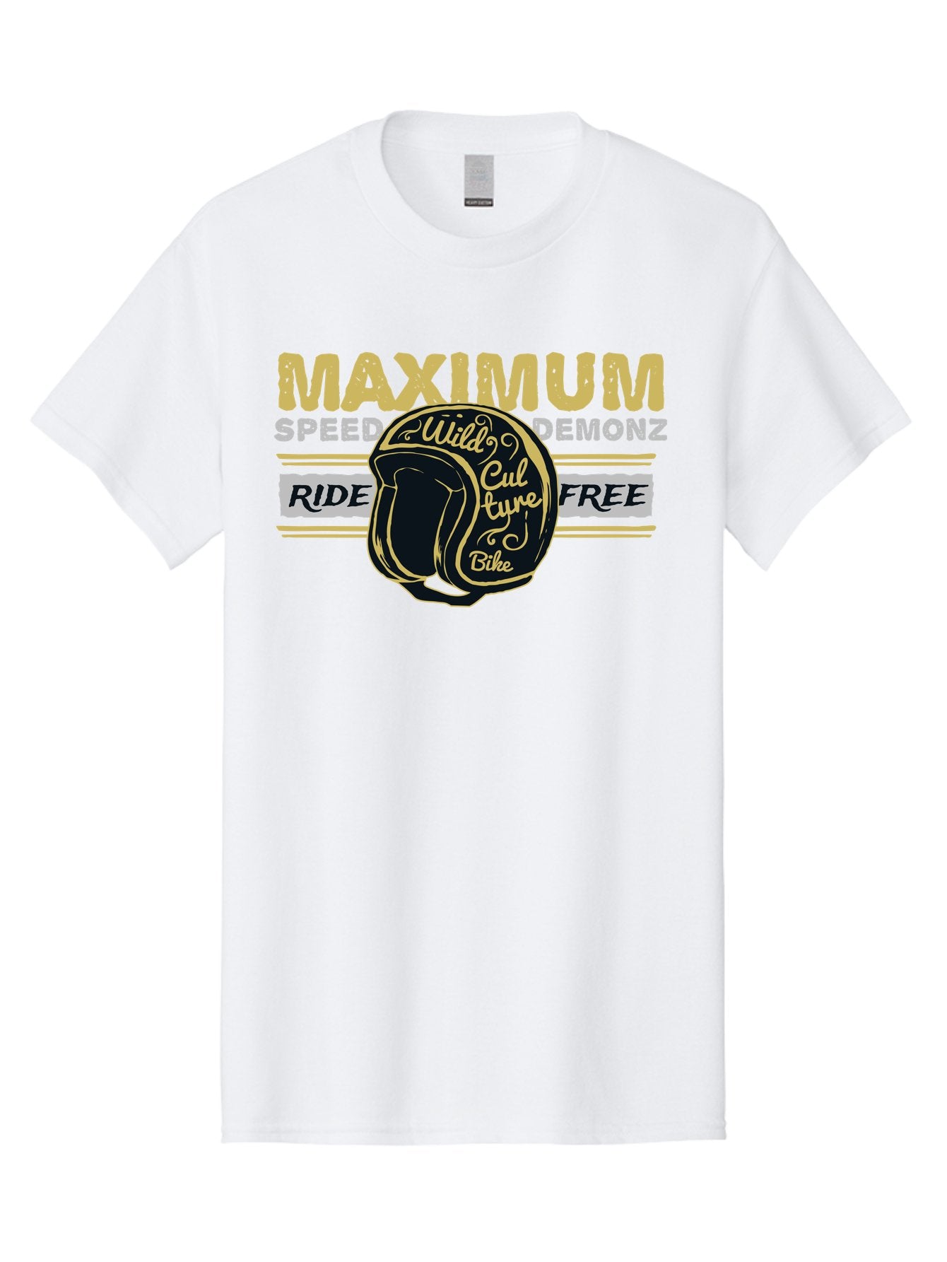 Maximum Speed Demonz Men'S Graphic Tee, 100% Cotton, Comfortable Casual Summer Wear, Machine Washable, Motorcycle Helmet, Wild Culture Bike, Ride Free, Maximum Speed, Demonz, Biker Culture, Freedom Ride Aae493 4