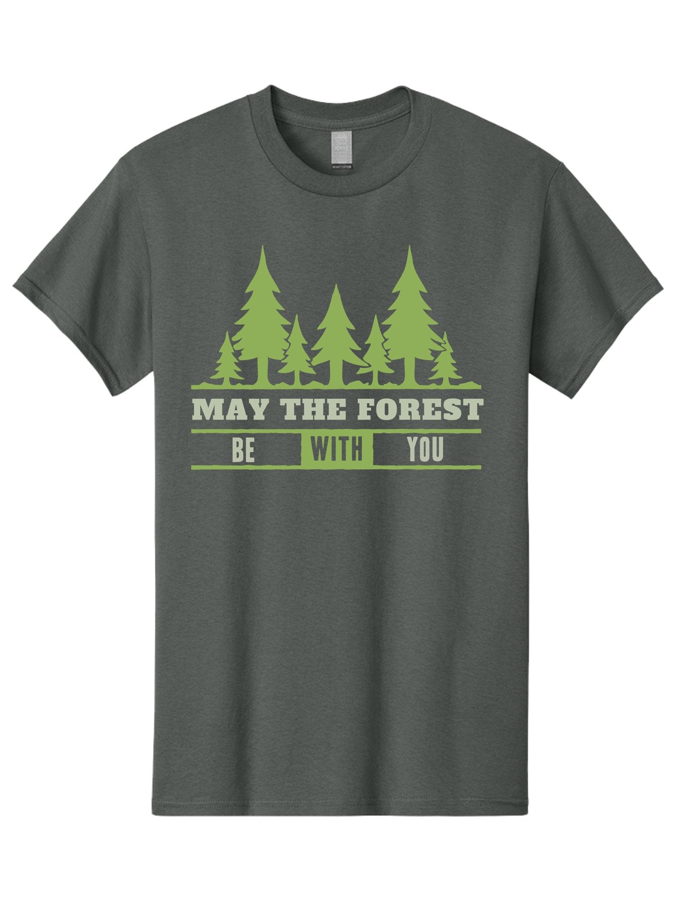 May The Forest Be With You Men'S Graphic Tee, 100% Cotton, Comfortable Casual Summer Wear, Machine Washable, Star Wars Parody, Eco-Friendly Slogans, Funny Quotes, Forest Graphics, Silhouette Trees, Geeky Humor, Nature Lover Gifts Aae494 5