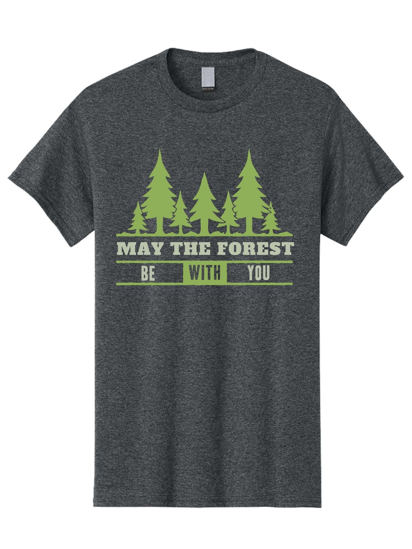 May The Forest Be With You Men'S Graphic Tee, 100% Cotton, Comfortable Casual Summer Wear, Machine Washable, Star Wars Parody, Eco-Friendly Slogans, Funny Quotes, Forest Graphics, Silhouette Trees, Geeky Humor, Nature Lover Gifts Aae494