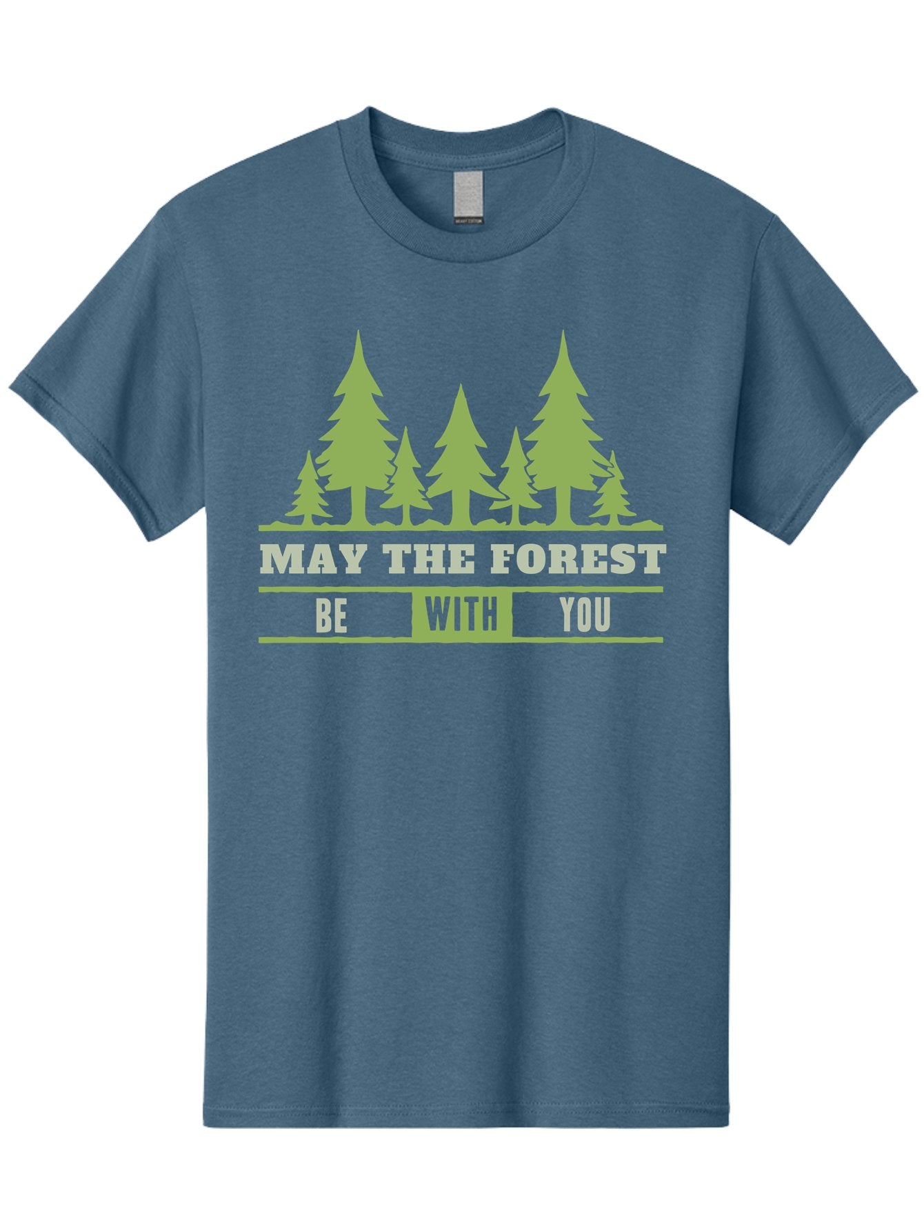May The Forest Be With You Men'S Graphic Tee, 100% Cotton, Comfortable Casual Summer Wear, Machine Washable, Star Wars Parody, Eco-Friendly Slogans, Funny Quotes, Forest Graphics, Silhouette Trees, Geeky Humor, Nature Lover Gifts Aae494