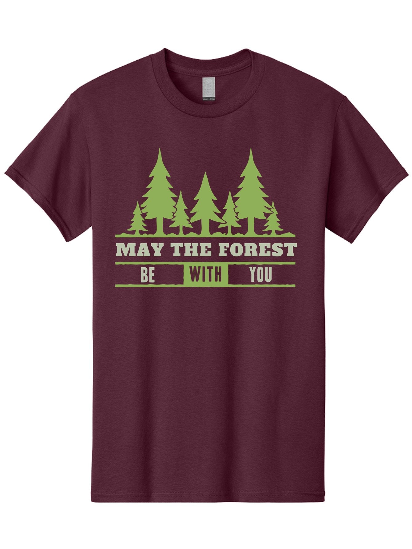 May The Forest Be With You Men'S Graphic Tee, 100% Cotton, Comfortable Casual Summer Wear, Machine Washable, Star Wars Parody, Eco-Friendly Slogans, Funny Quotes, Forest Graphics, Silhouette Trees, Geeky Humor, Nature Lover Gifts Aae494 4