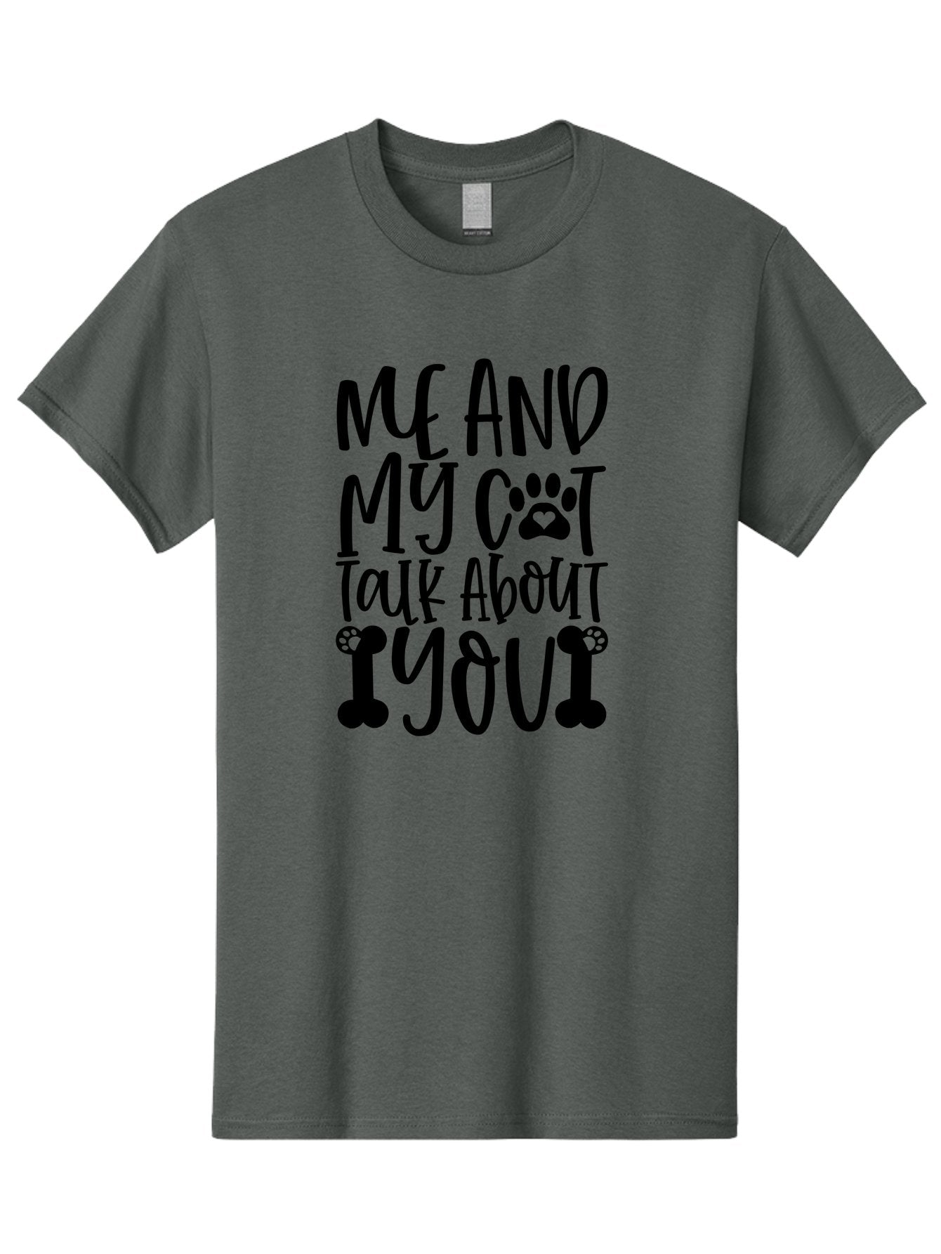 Me And My Cat Talk About You Men'S Graphic Tee, 100% Cotton, Comfortable Casual Summer Wear, Machine Washable, Funny Cat Quote, Cat Lovers, Humorous Saying, Cat Puns, Paw Print, Whimsical Design, Cat Mom, Cat Dad, Sassy Cat, Cat Quote Aae495 10