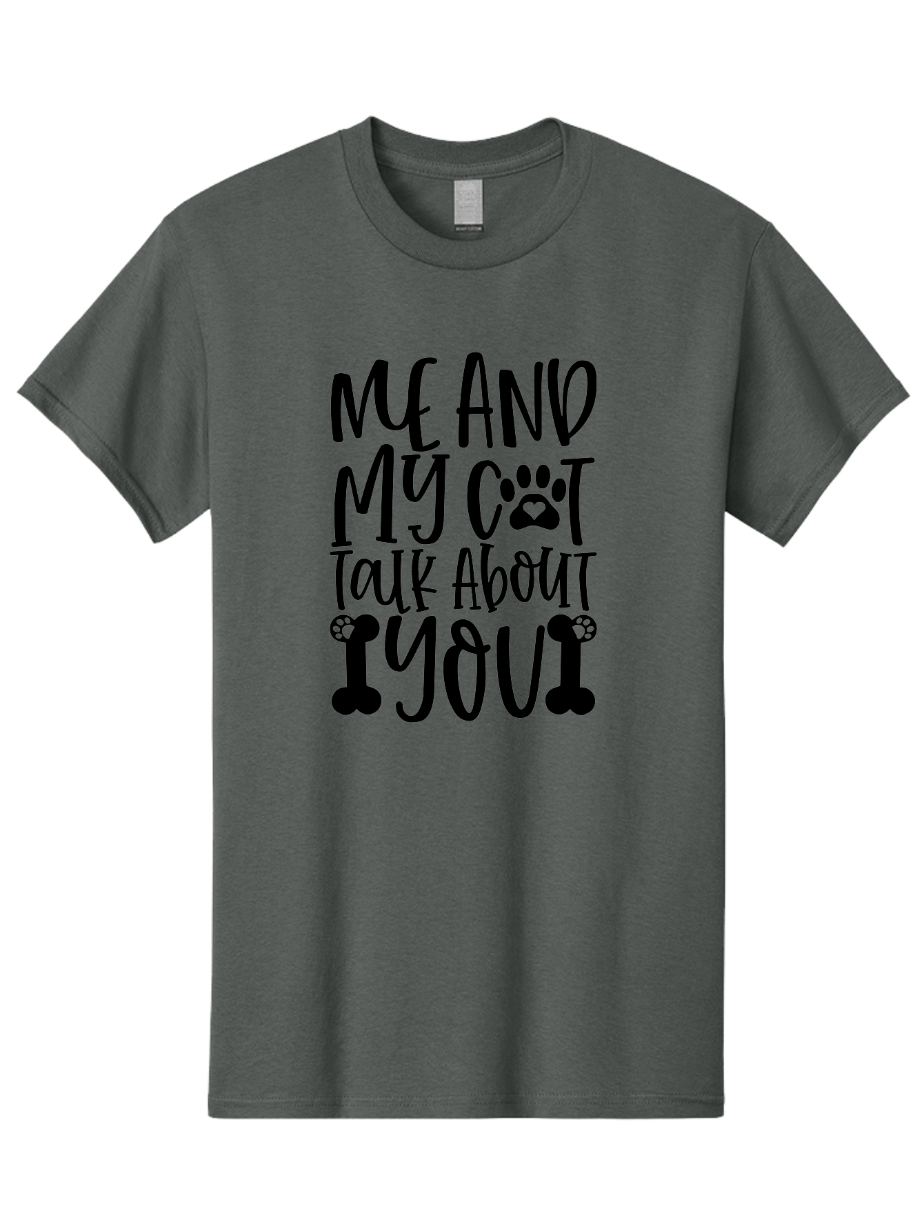 Me And My Cat Talk About You Men'S Graphic Tee, 100% Cotton, Comfortable Casual Summer Wear, Machine Washable, Funny Cat Quote, Cat Lovers, Humorous Saying, Cat Puns, Paw Print, Whimsical Design, Cat Mom, Cat Dad, Sassy Cat, Cat Quote Aae495 19