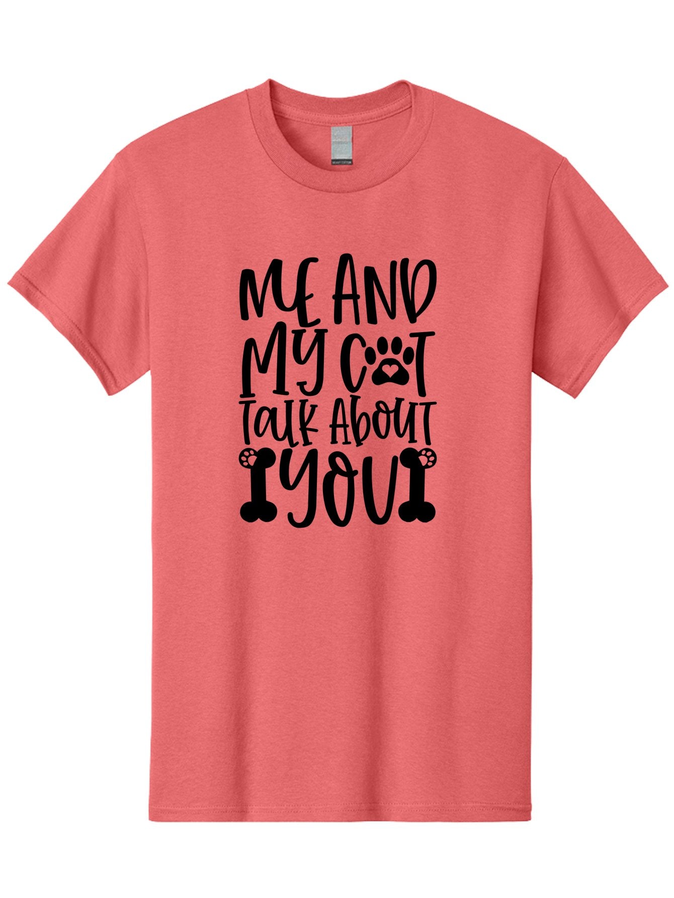 Me And My Cat Talk About You Men'S Graphic Tee, 100% Cotton, Comfortable Casual Summer Wear, Machine Washable, Funny Cat Quote, Cat Lovers, Humorous Saying, Cat Puns, Paw Print, Whimsical Design, Cat Mom, Cat Dad, Sassy Cat, Cat Quote Aae495 8