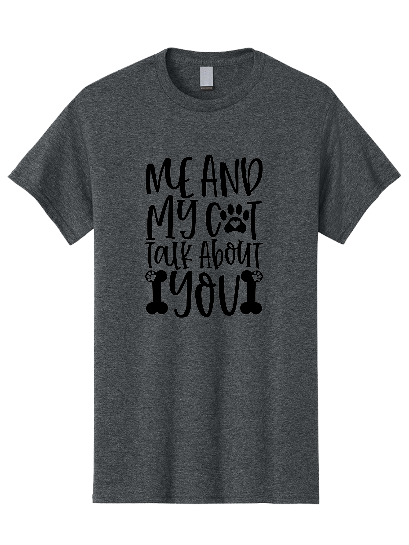 Me And My Cat Talk About You Men'S Graphic Tee, 100% Cotton, Comfortable Casual Summer Wear, Machine Washable, Funny Cat Quote, Cat Lovers, Humorous Saying, Cat Puns, Paw Print, Whimsical Design, Cat Mom, Cat Dad, Sassy Cat, Cat Quote Aae495 29