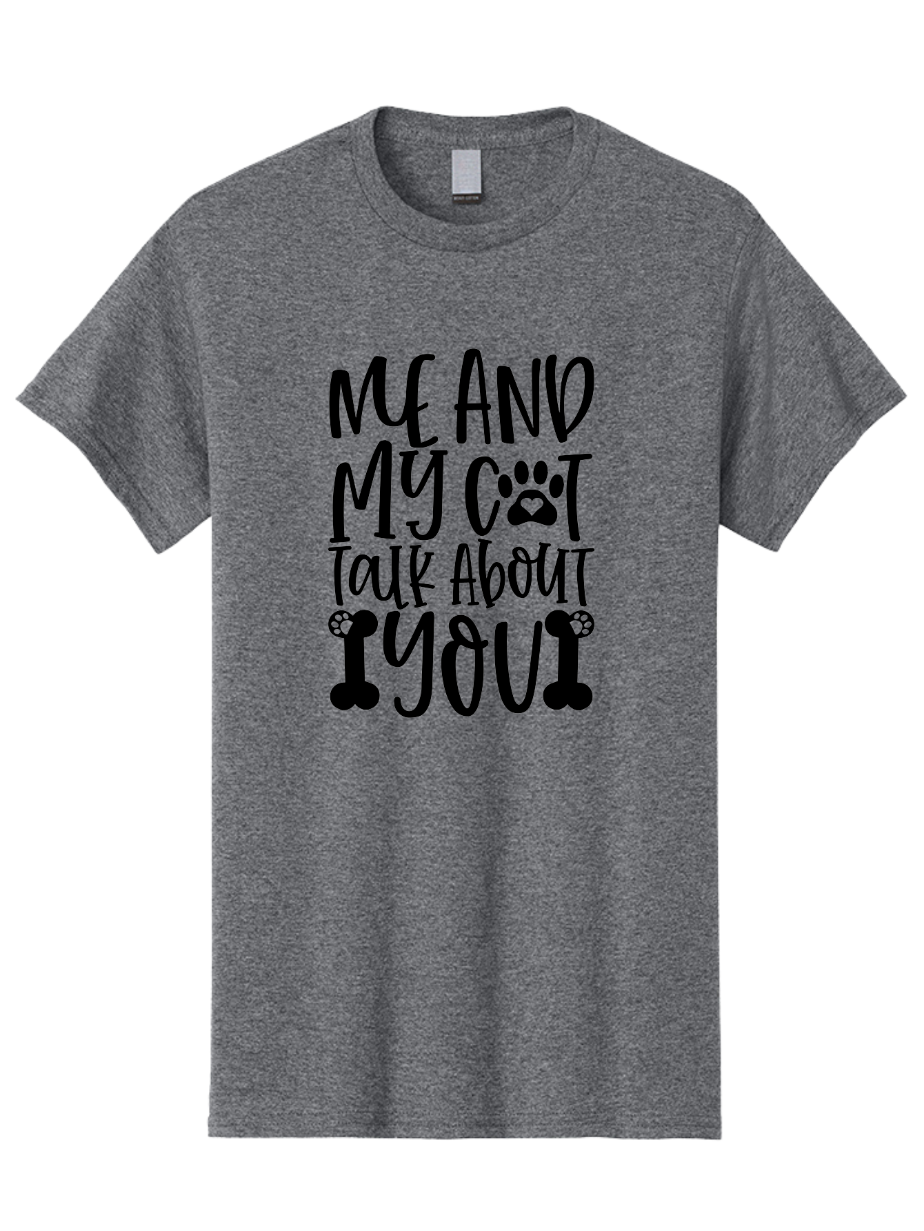 Me And My Cat Talk About You Men'S Graphic Tee, 100% Cotton, Comfortable Casual Summer Wear, Machine Washable, Funny Cat Quote, Cat Lovers, Humorous Saying, Cat Puns, Paw Print, Whimsical Design, Cat Mom, Cat Dad, Sassy Cat, Cat Quote Aae495 9