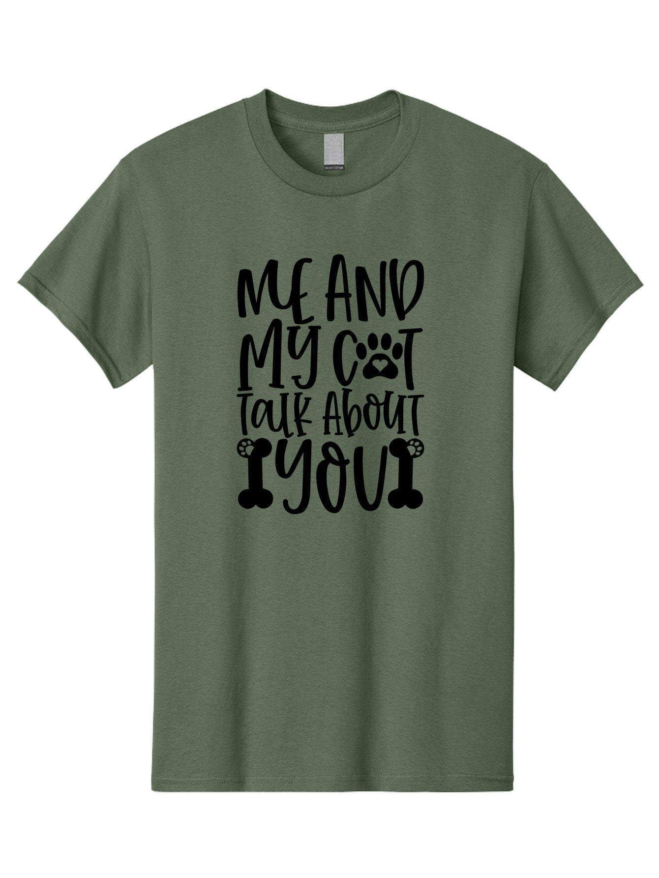 Me And My Cat Talk About You Men'S Graphic Tee, 100% Cotton, Comfortable Casual Summer Wear, Machine Washable, Funny Cat Quote, Cat Lovers, Humorous Saying, Cat Puns, Paw Print, Whimsical Design, Cat Mom, Cat Dad, Sassy Cat, Cat Quote Aae495 7