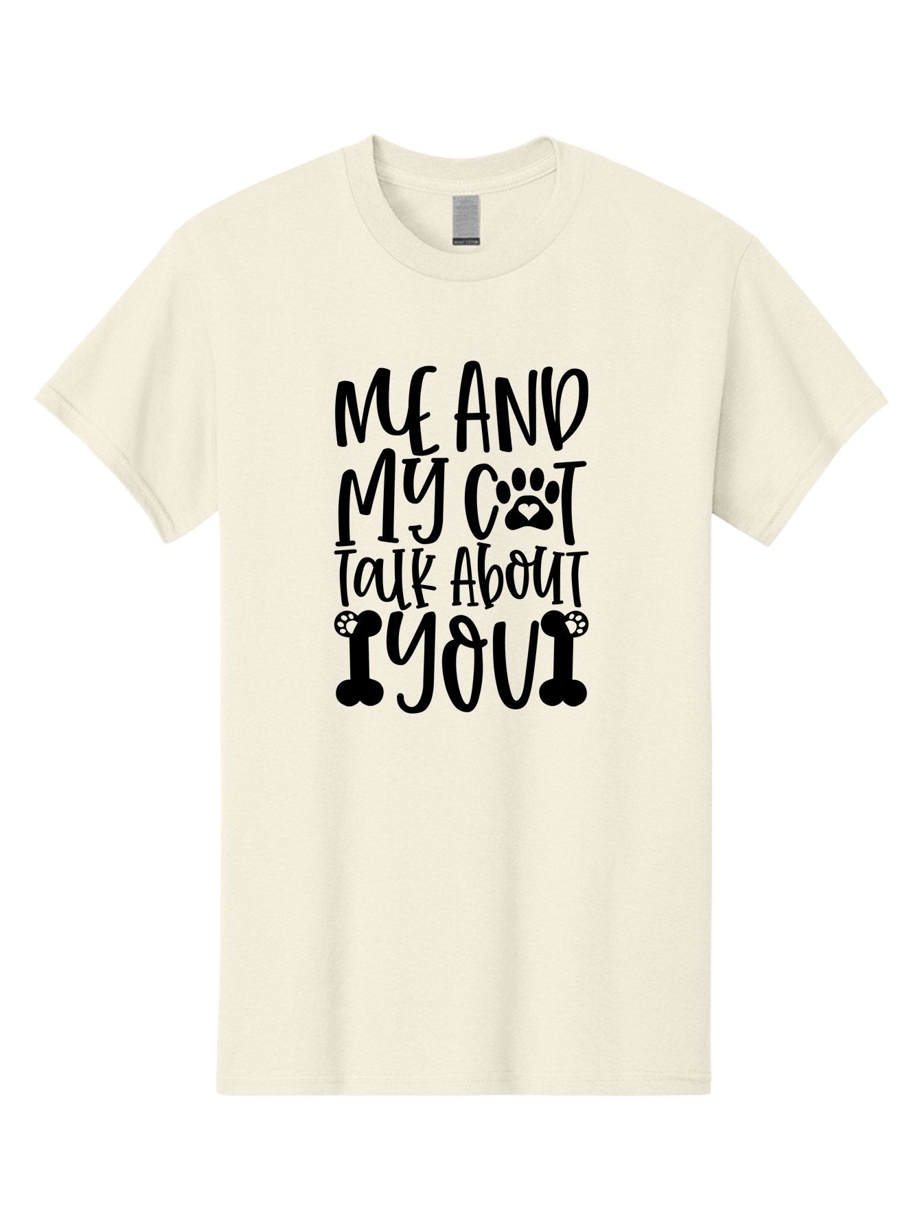 Me And My Cat Talk About You Men'S Graphic Tee, 100% Cotton, Comfortable Casual Summer Wear, Machine Washable, Funny Cat Quote, Cat Lovers, Humorous Saying, Cat Puns, Paw Print, Whimsical Design, Cat Mom, Cat Dad, Sassy Cat, Cat Quote Aae495 12