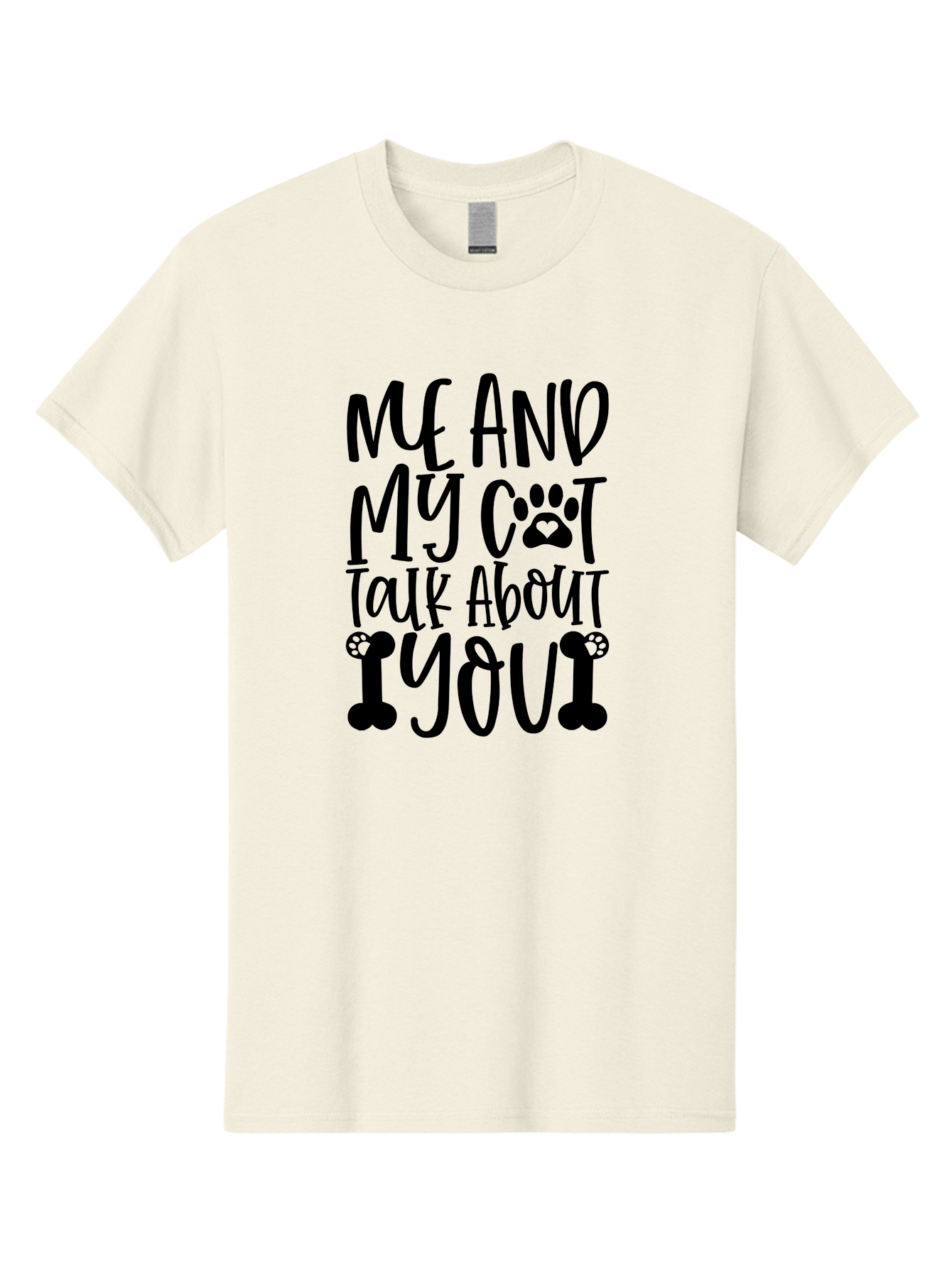 Me And My Cat Talk About You Men'S Graphic Tee, 100% Cotton, Comfortable Casual Summer Wear, Machine Washable, Funny Cat Quote, Cat Lovers, Humorous Saying, Cat Puns, Paw Print, Whimsical Design, Cat Mom, Cat Dad, Sassy Cat, Cat Quote Aae495